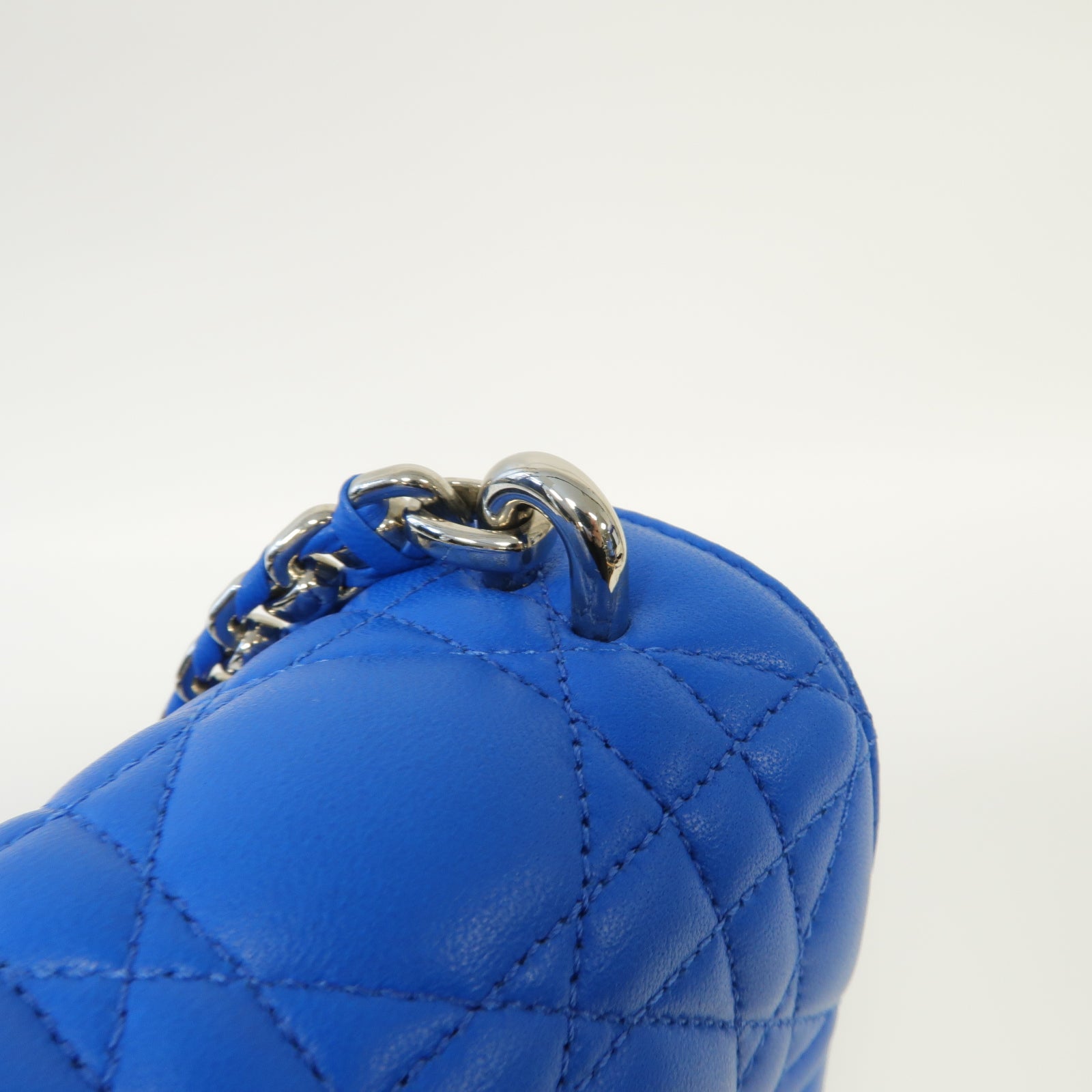 Dior 羊皮皮革Chain Shoulder銀扣鏈帶肩背袋藍色
