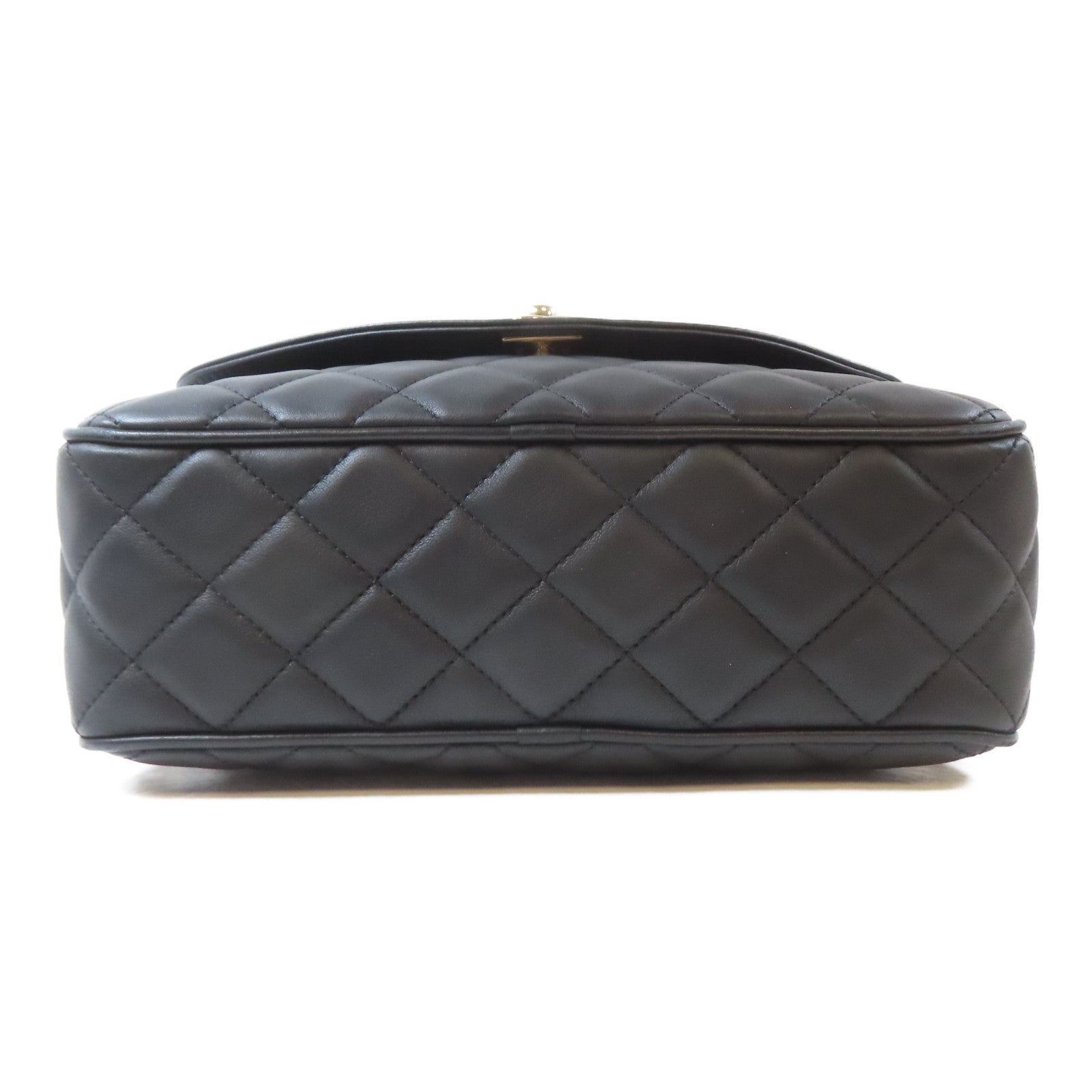 CHANEL 菱格羊皮皮革Chain Shoulder Bag金扣鏈帶肩背袋黑色