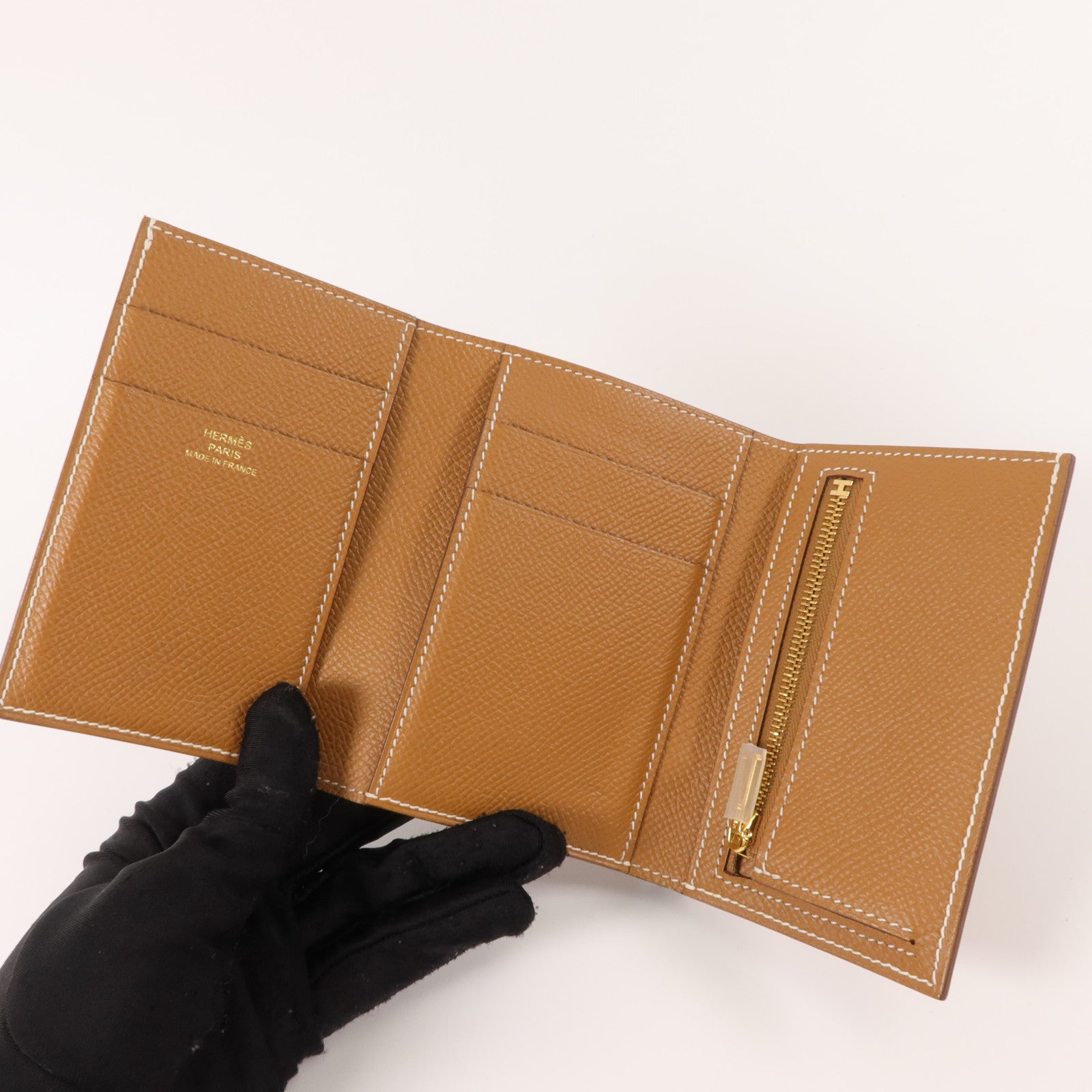 HERMES Epsom皮革Bearn Wallet錢包Gold
