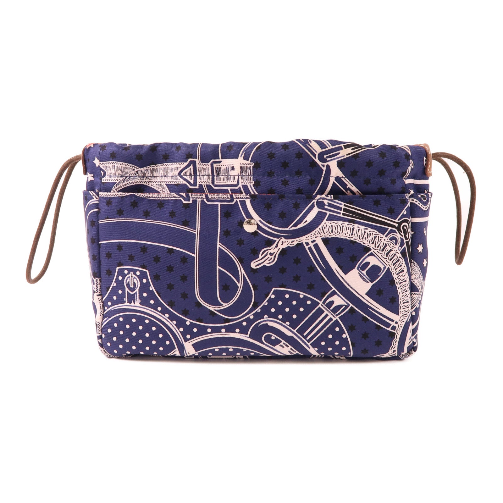 HERMES 絲質Pouch銀扣小袋