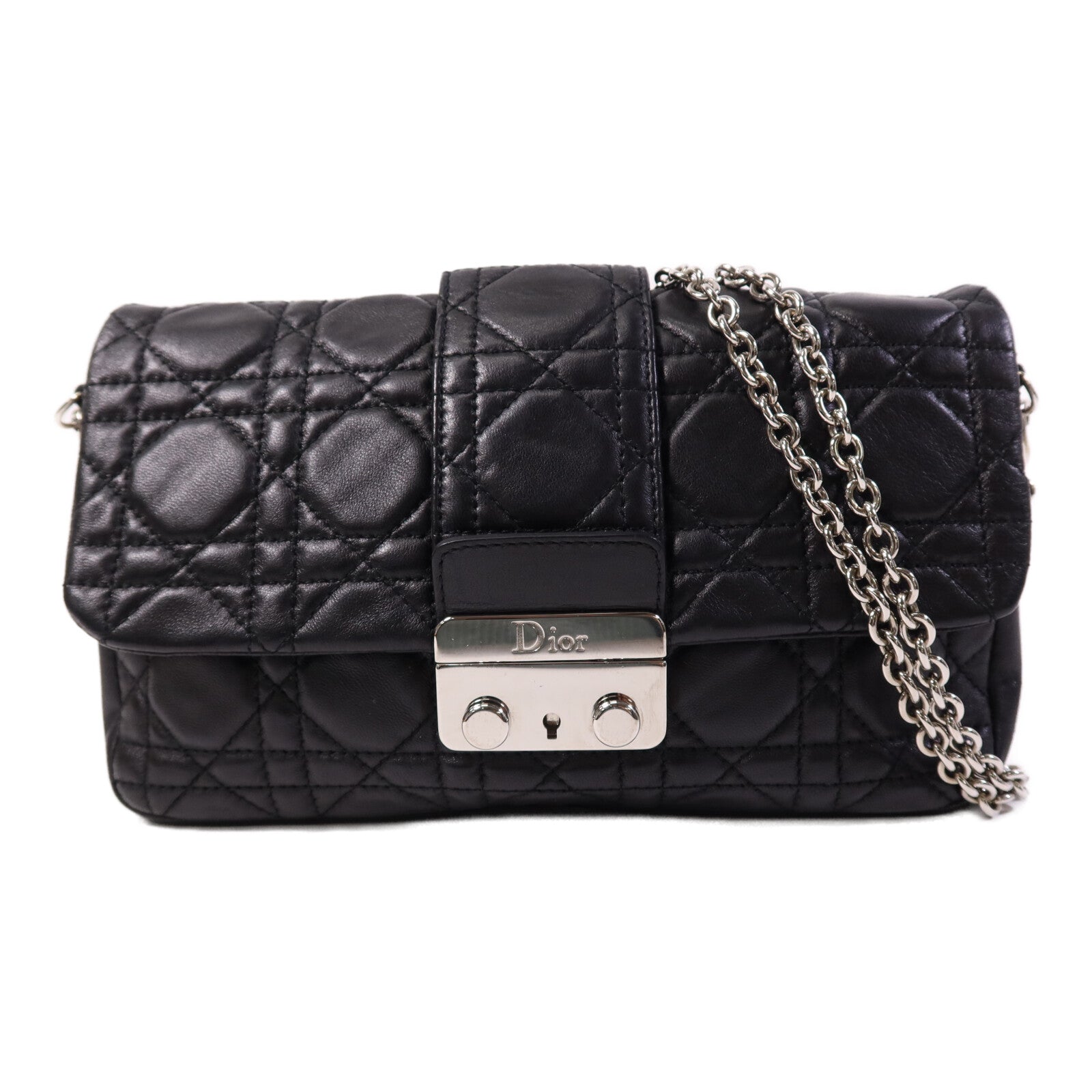 Dior 羊皮皮革Shoulder Bag銀扣鏈帶肩背袋