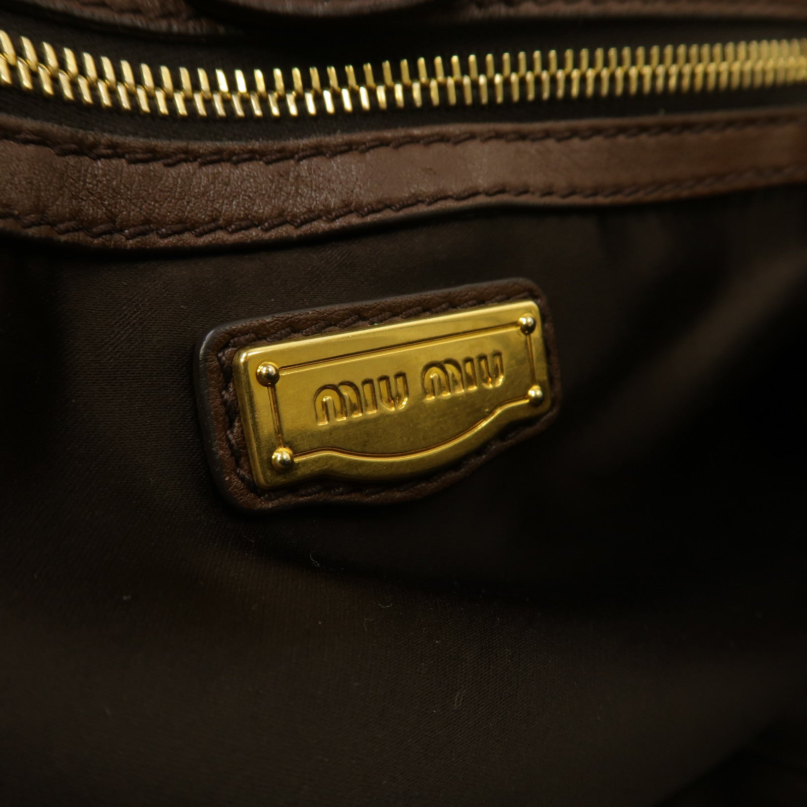 Miu Miu 牛皮皮革2way Shoulder Bag金扣手挽肩背兩用袋啡色