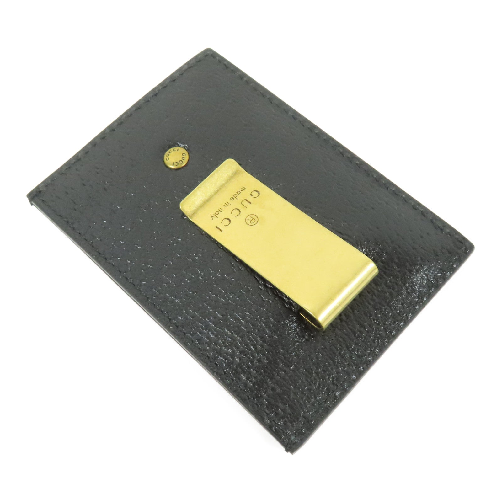 GUCCI GHW GG Marmont Money Clip Card Case Calfskin Leather Black