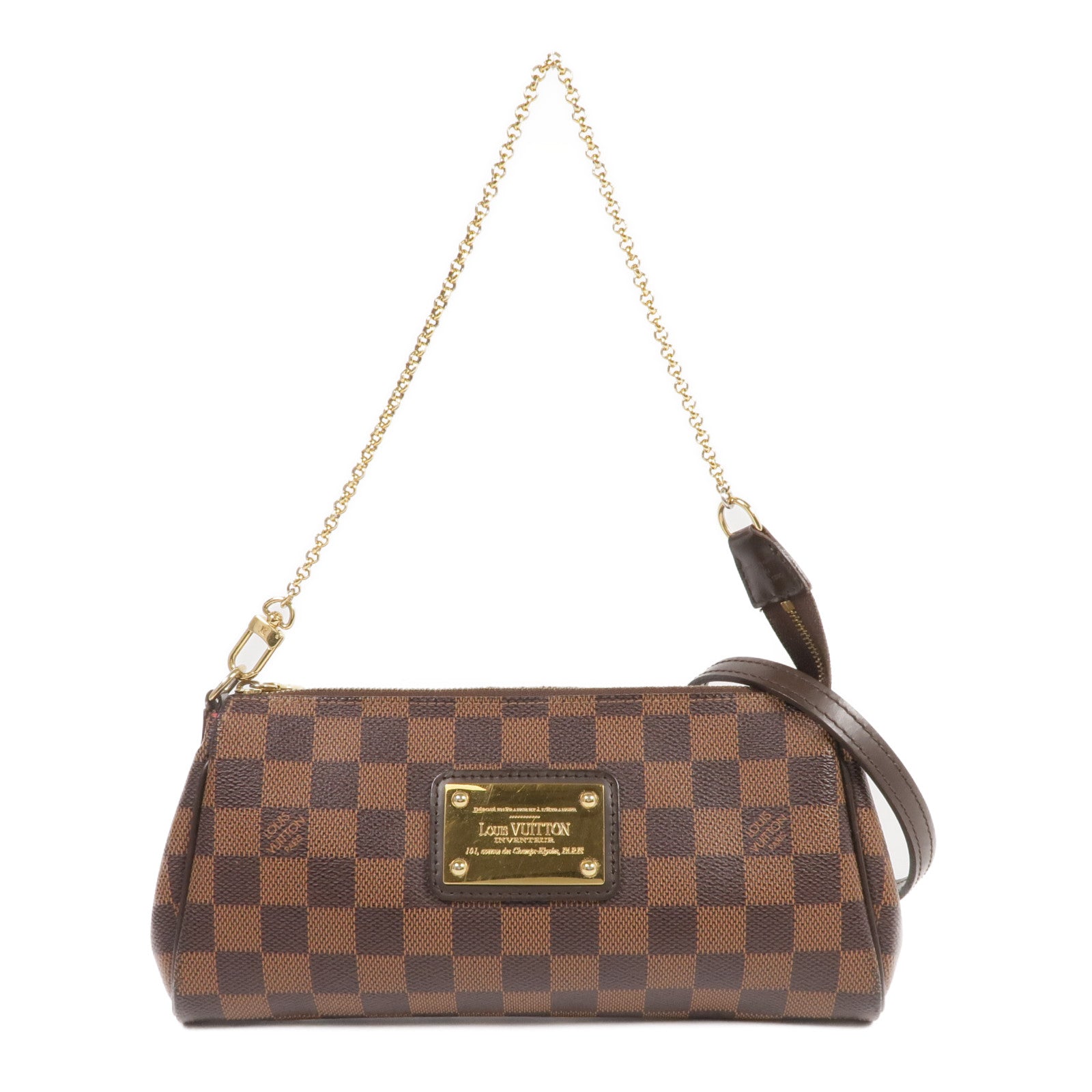 LOUIS VUITTON Damier Eva金扣手挽肩背兩用袋棕色
