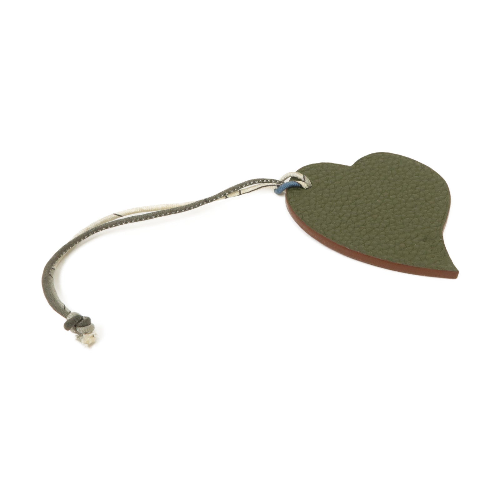 HERMES Epsom皮革Petit H Heart Charm掛飾Rouge Grenat石榴紅色/Olive橄欖綠色