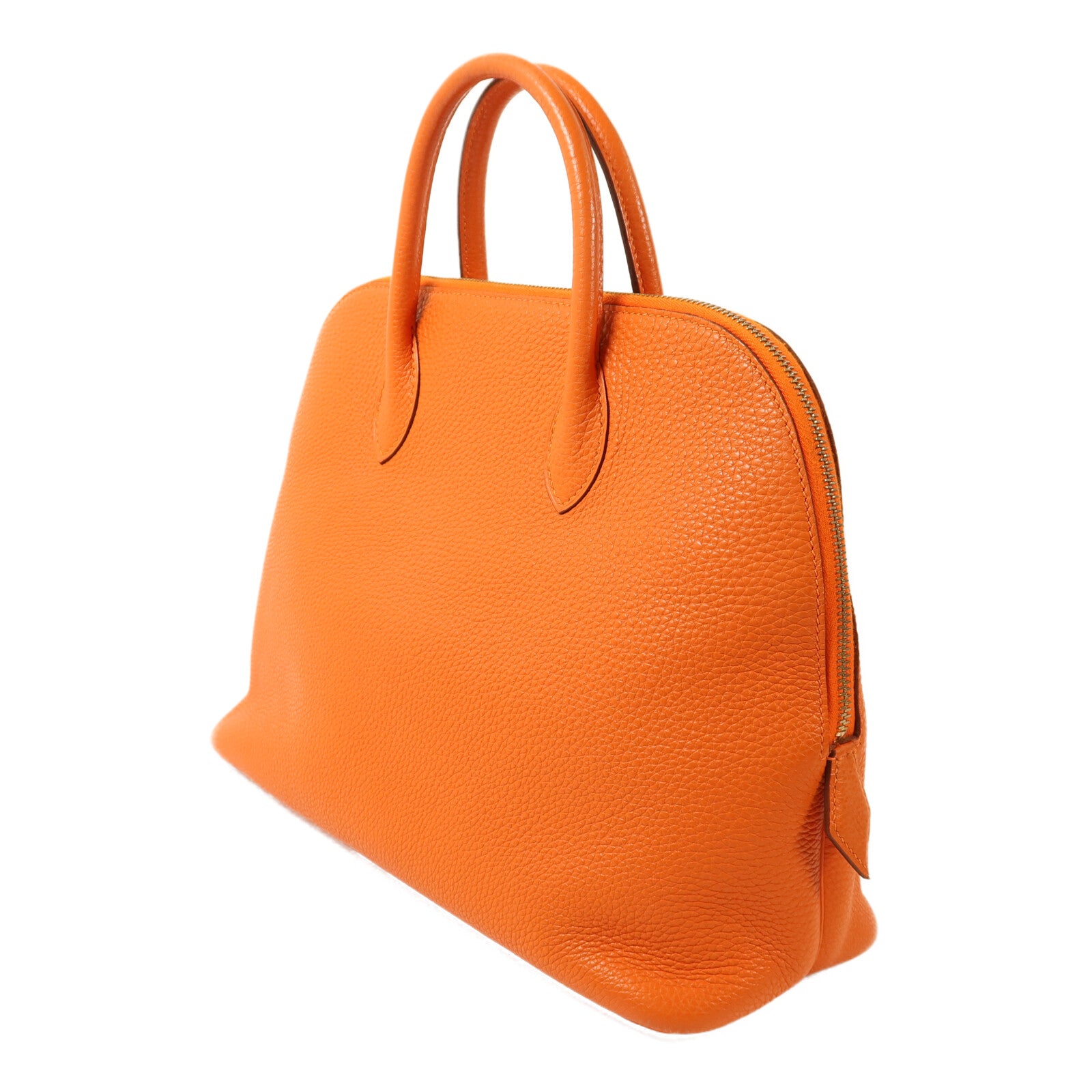 HERMES Clemence皮革Bolide 1923金扣手挽袋Orange