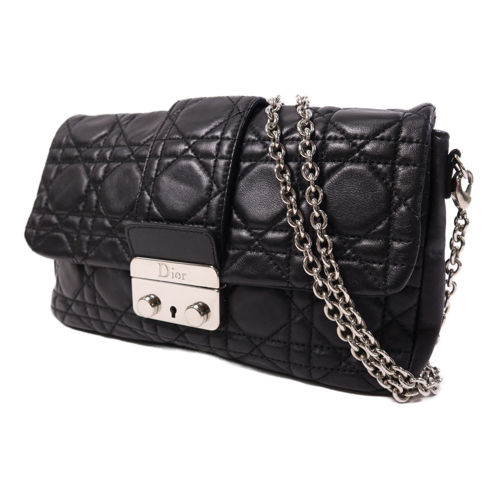 Dior 羊皮皮革Shoulder Bag銀扣鏈帶肩背袋