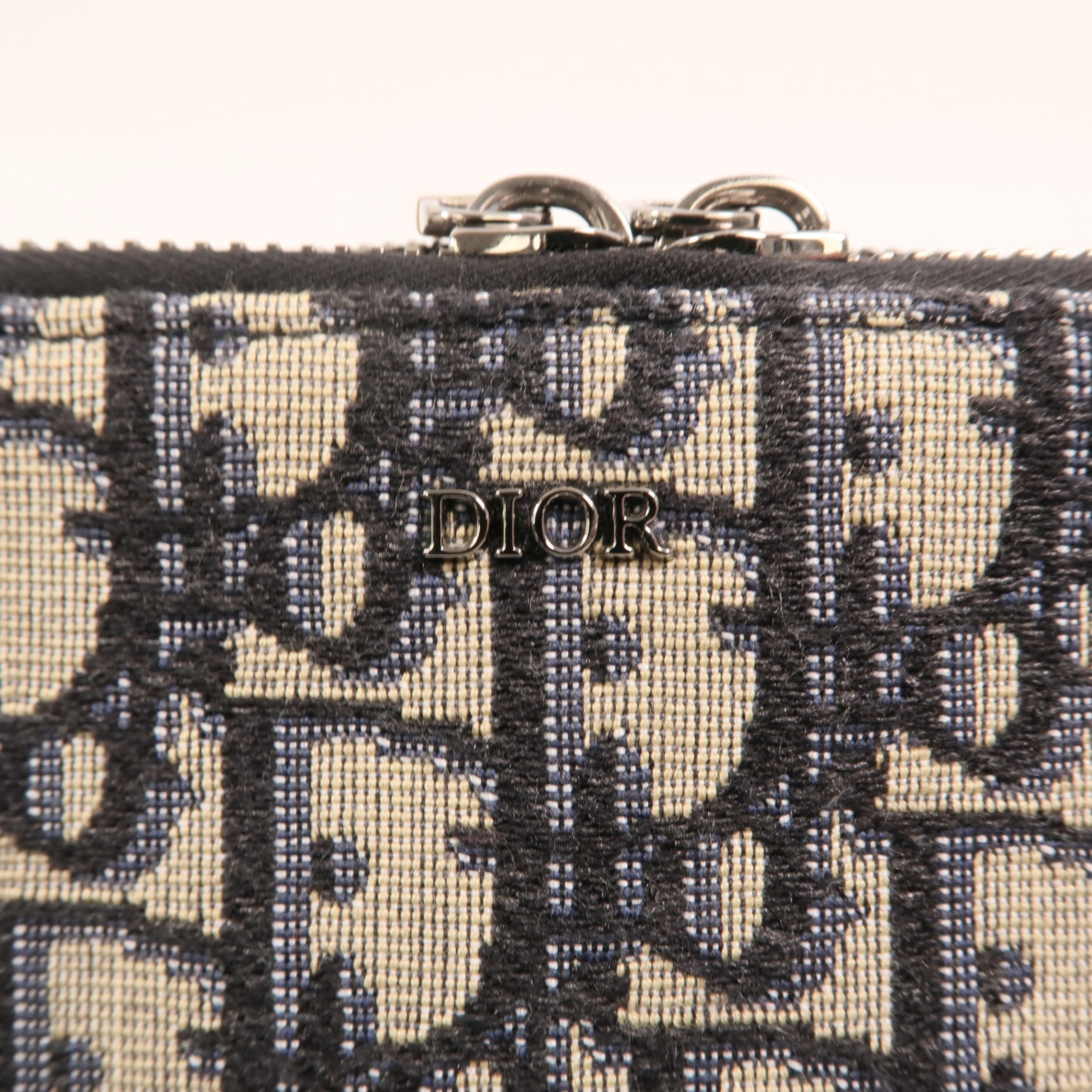 Dior 帆布Oblique Zipped Pouch With Strap銀扣肩背袋