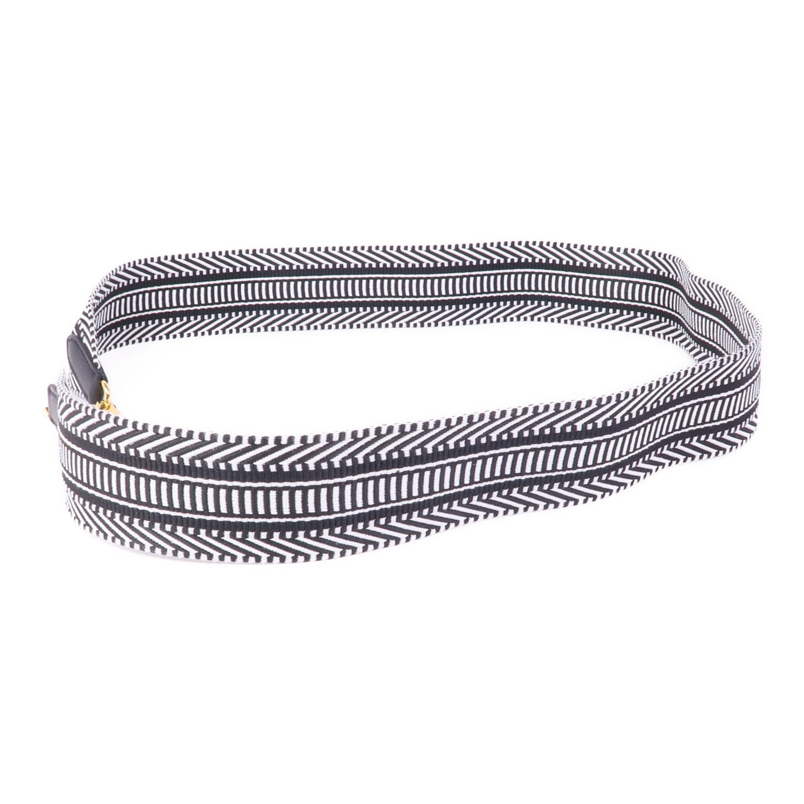 HERMES 帆布Shoulder Strap金扣肩背帶Black/White