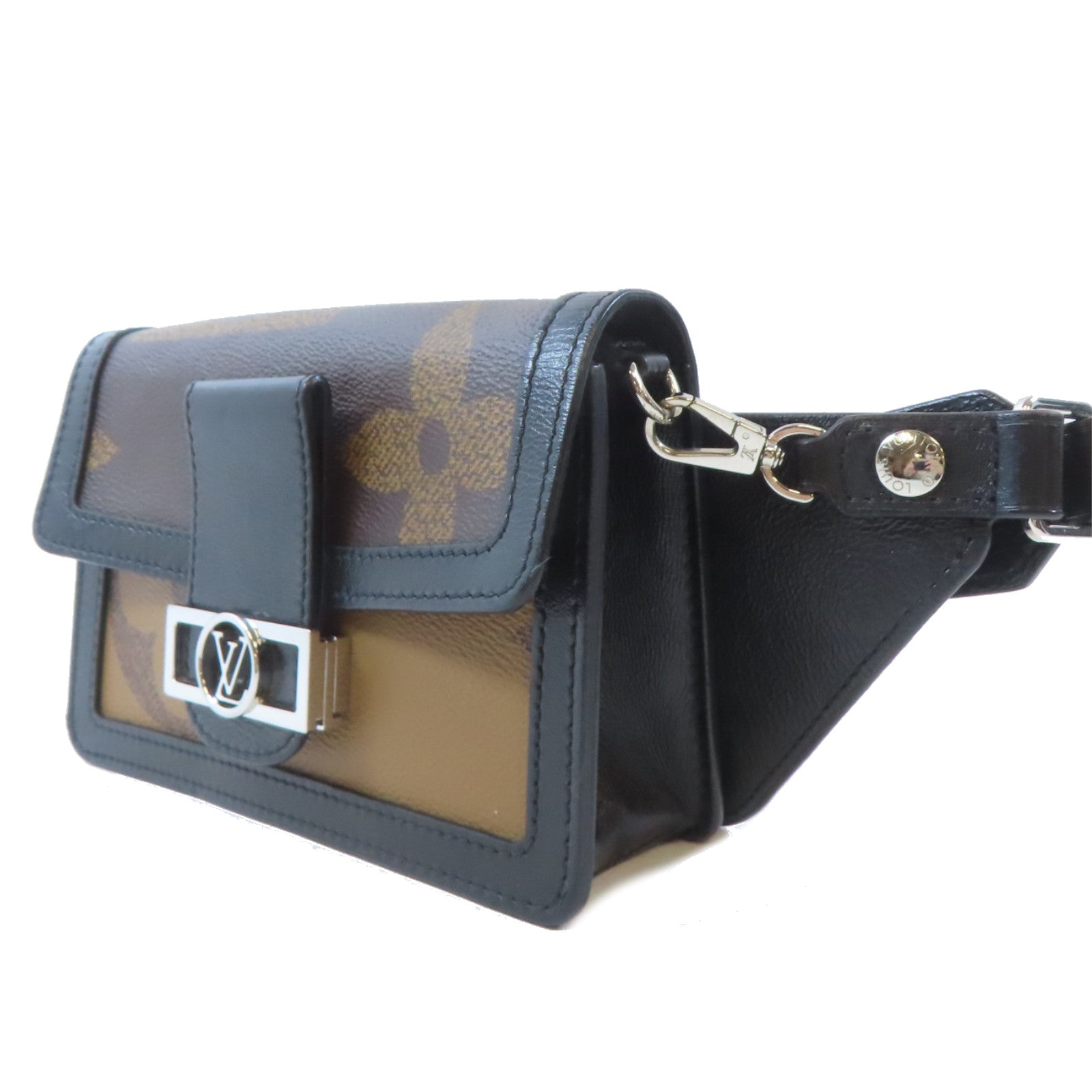 LOUIS VUITTON Monogram Giant Reverse Dauphine銀扣腰包啡色/黑色