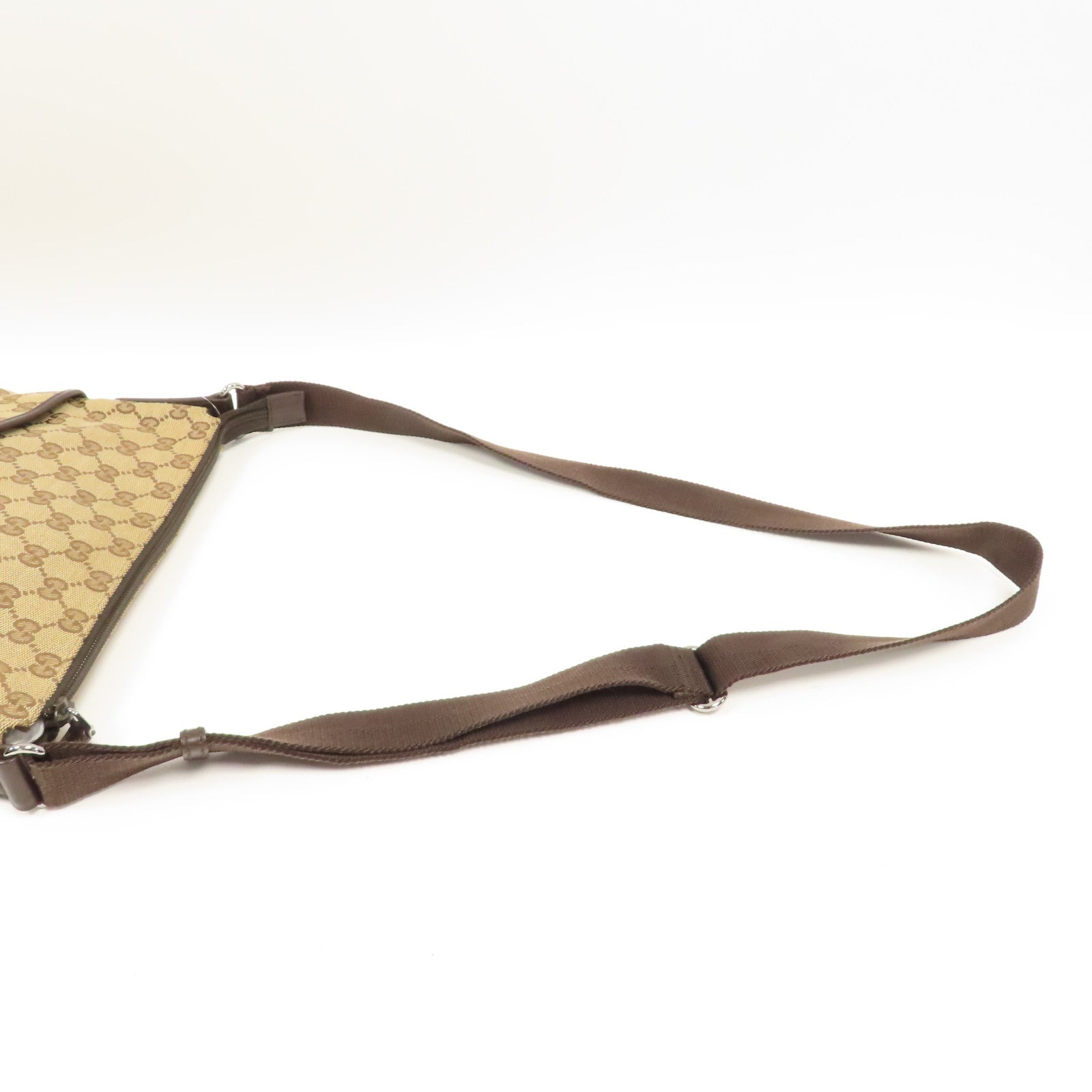 GUCCI 帆布Shoulder Bag銀扣肩背袋啡色
