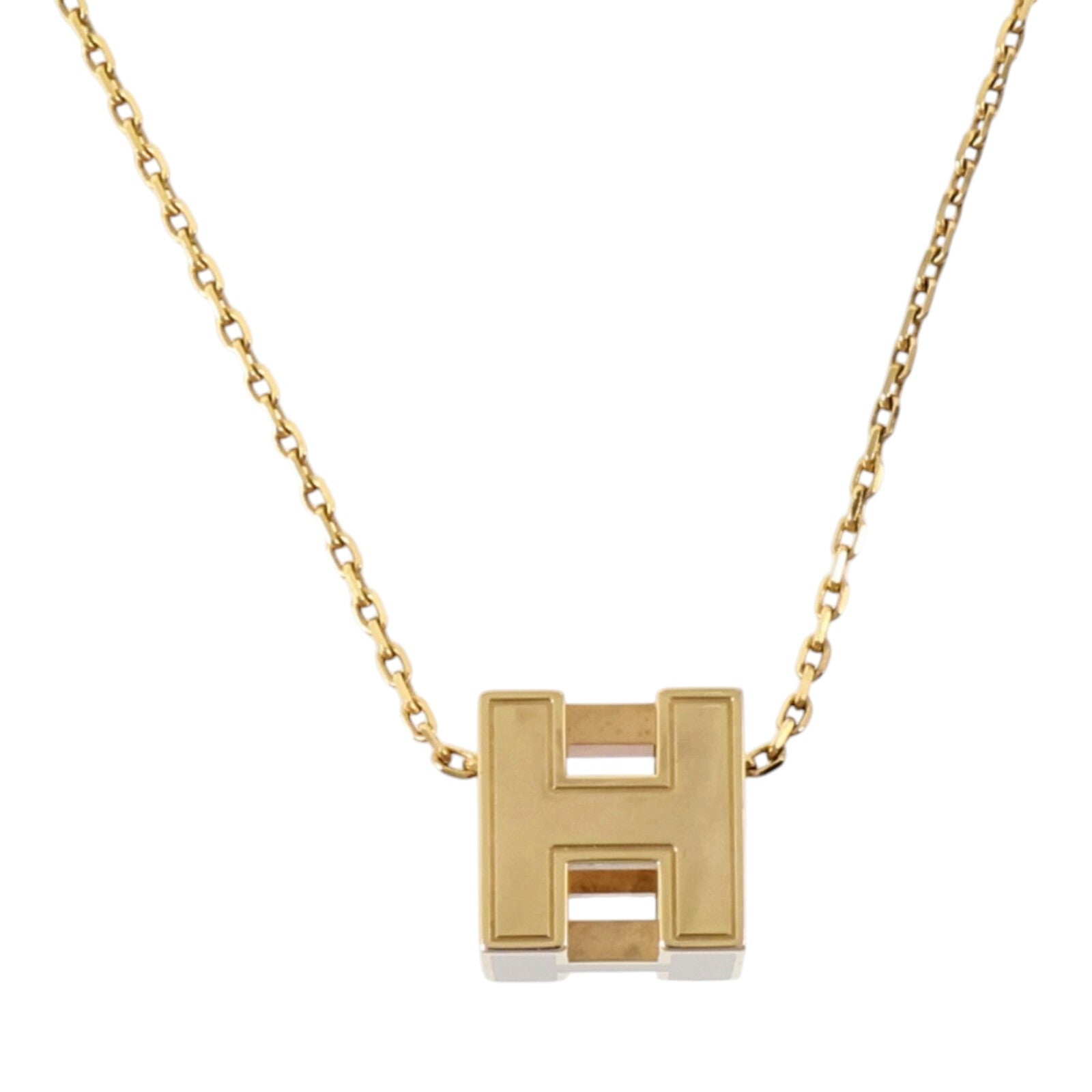 HERMES 金屬/琺瑯Cube d'H項鏈Etoupe