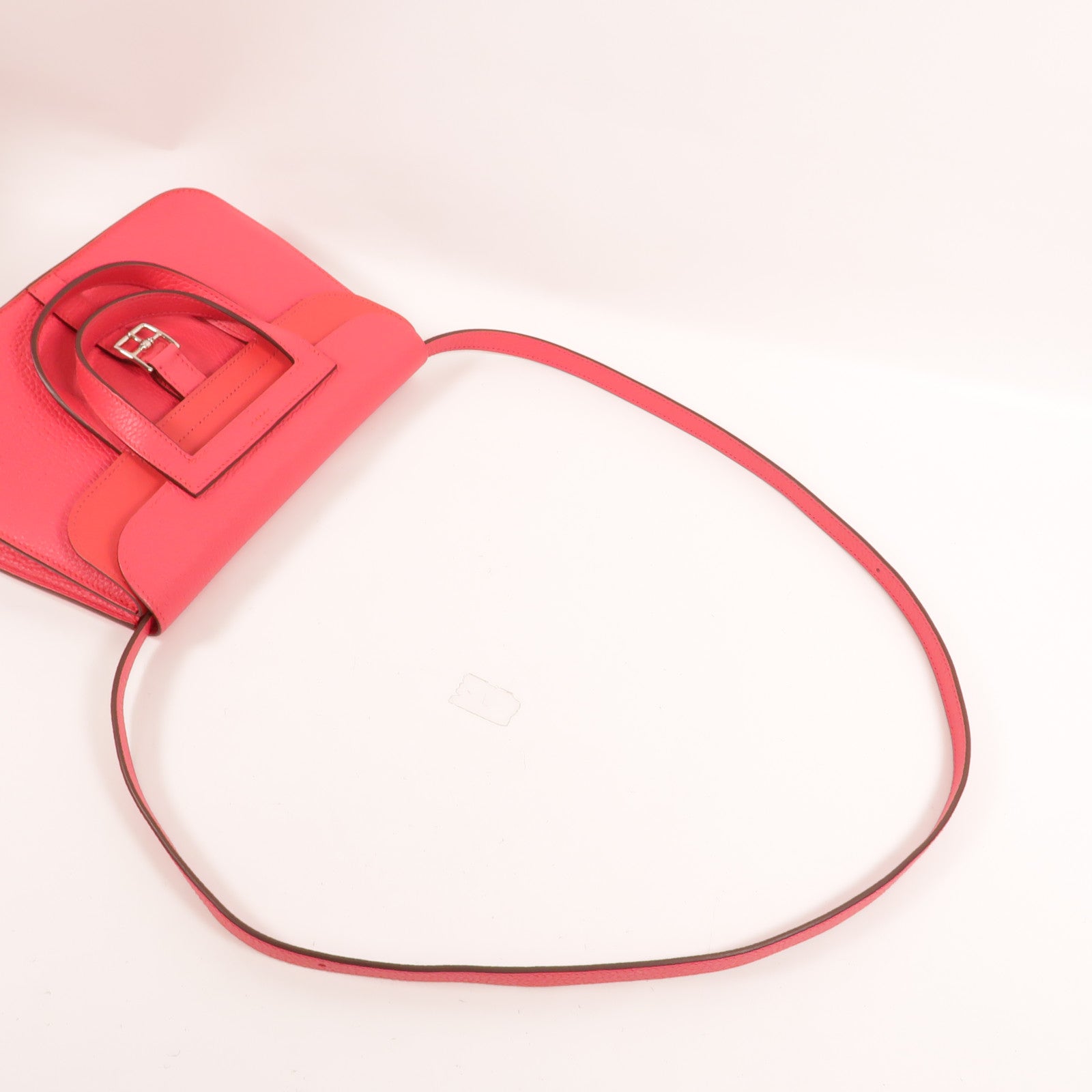 HERMES Clemence皮革Halzan 25手挽肩背兩用袋Rose Extreme