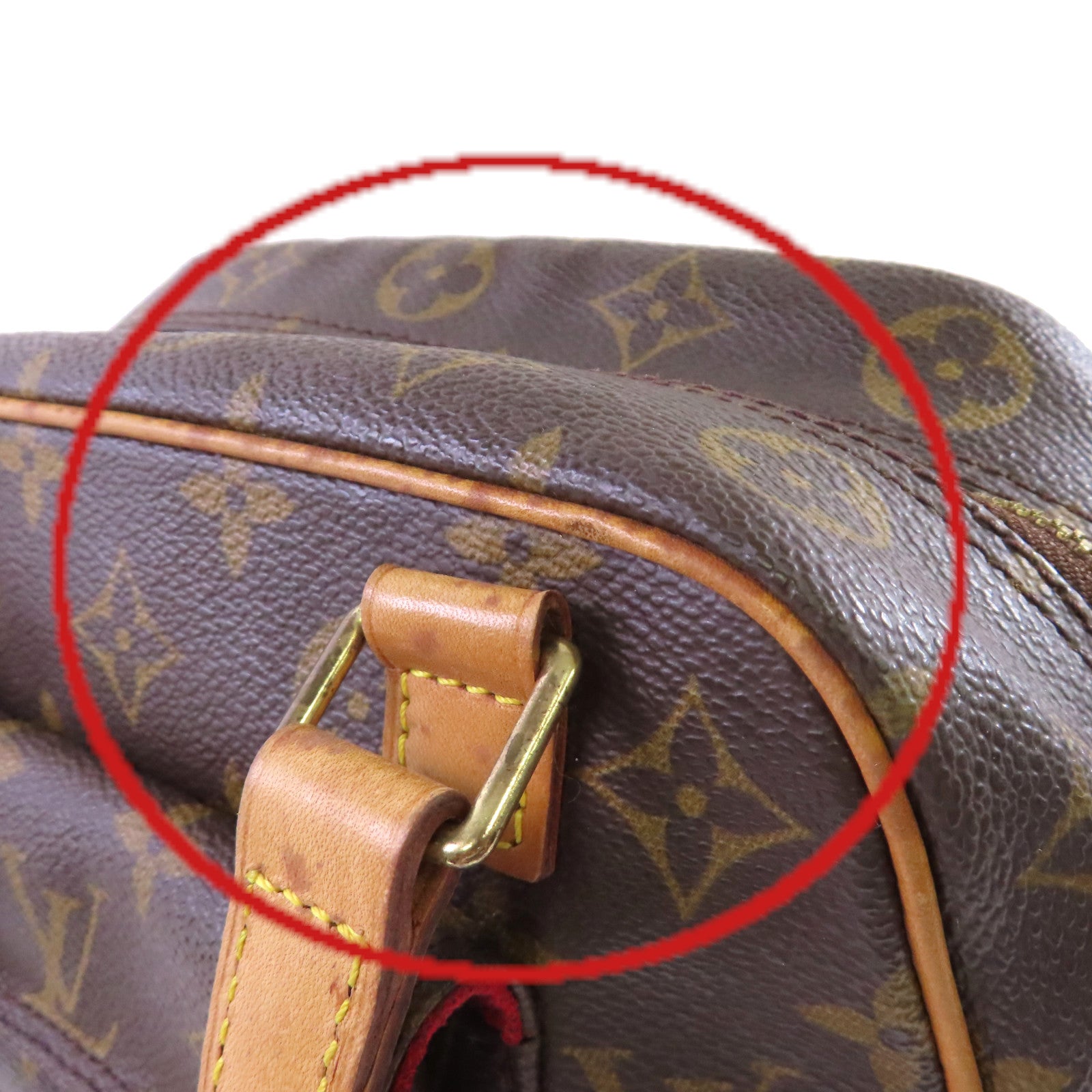 LOUIS VUITTON Monogram Excentri-cite Hand Bag金扣手挽袋啡色/紅色