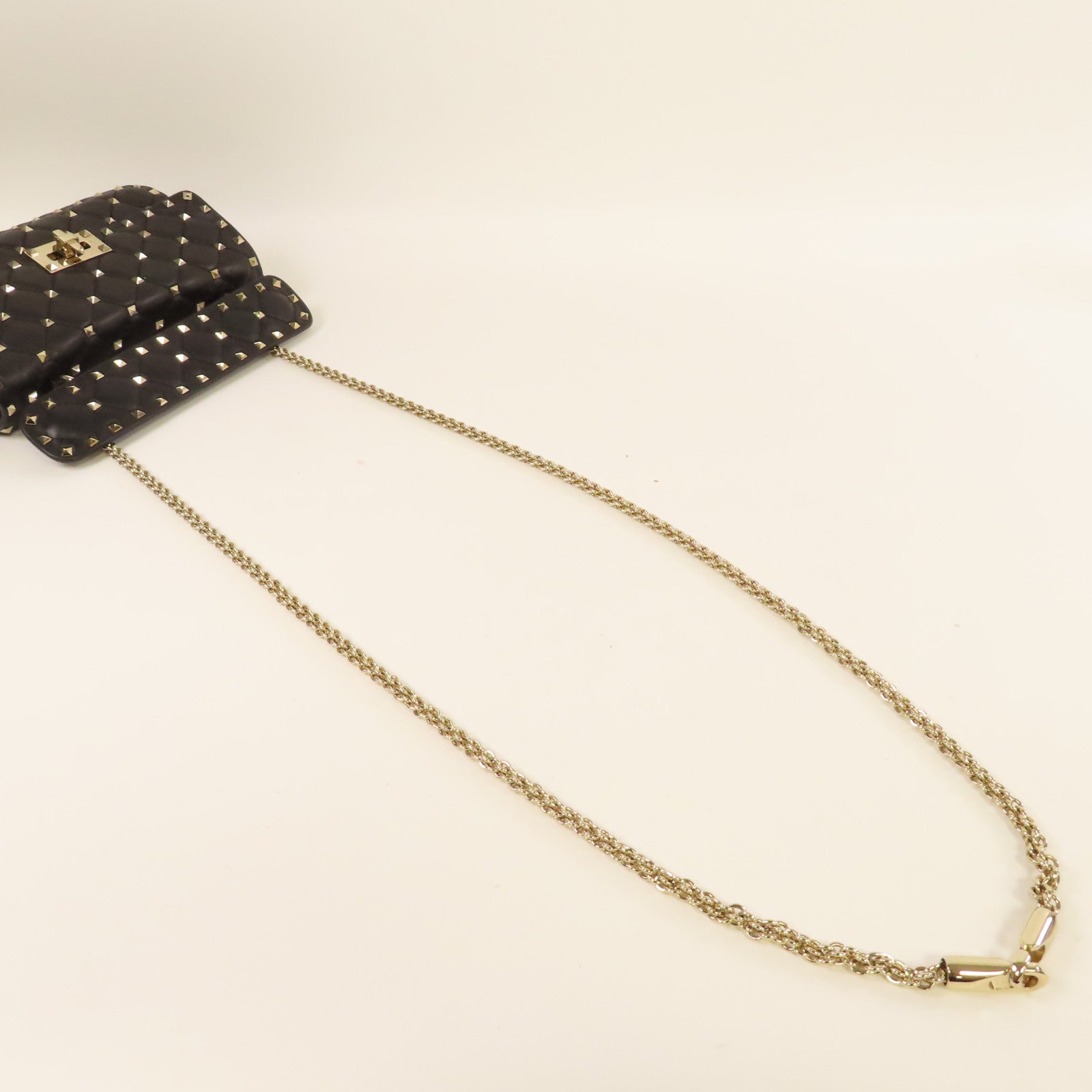 Valentino 皮革2 Way Shoulder金扣手挽肩背兩用袋黑色
