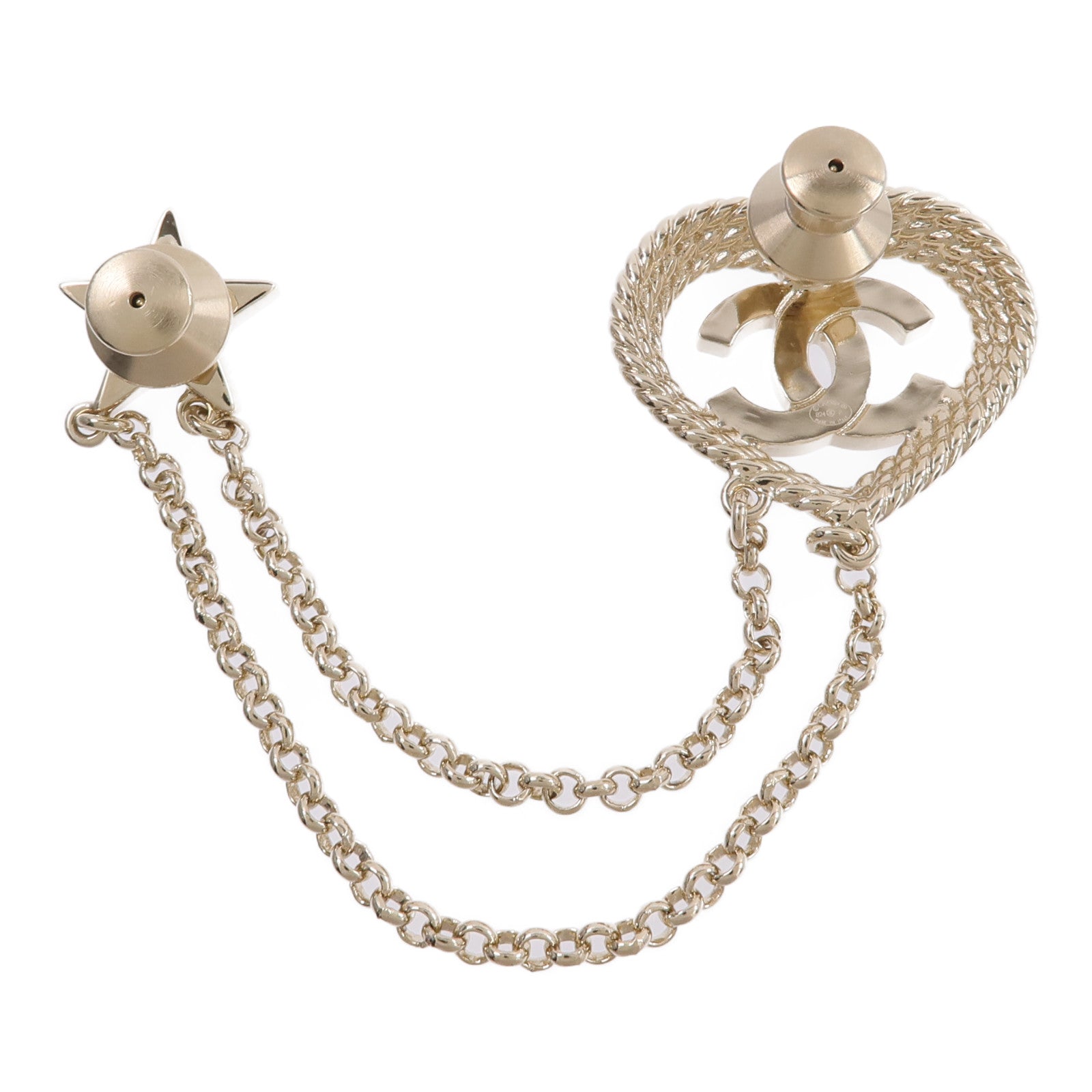 CHANEL 金屬Rhinestone Heart Star Brooch胸針