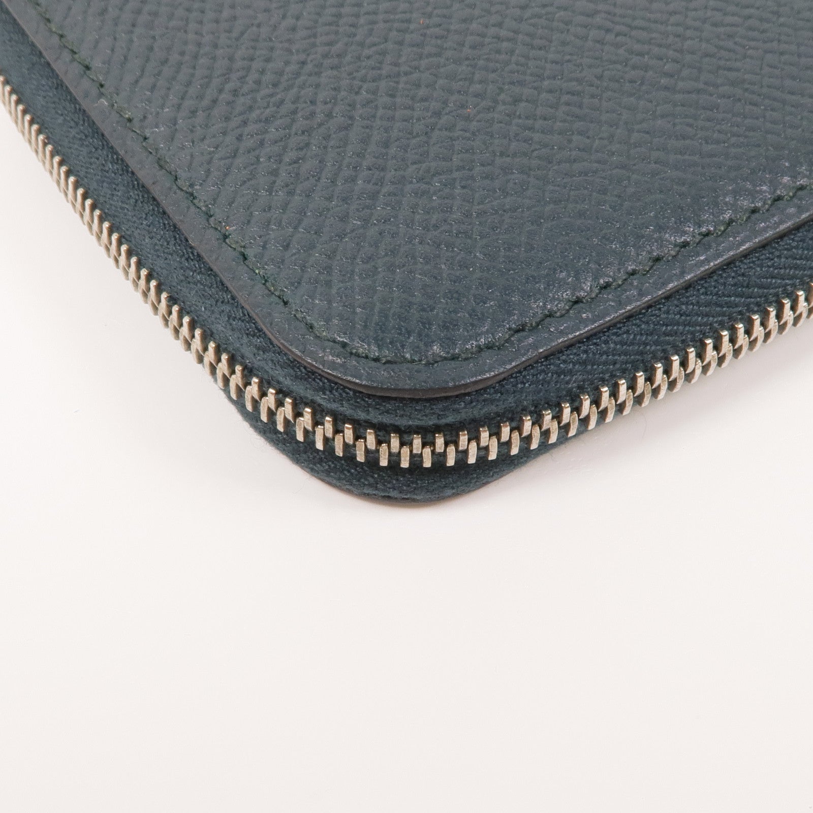 HERMES Epsom皮革Silk'In Change Purse銀扣零錢包Vert Fonce