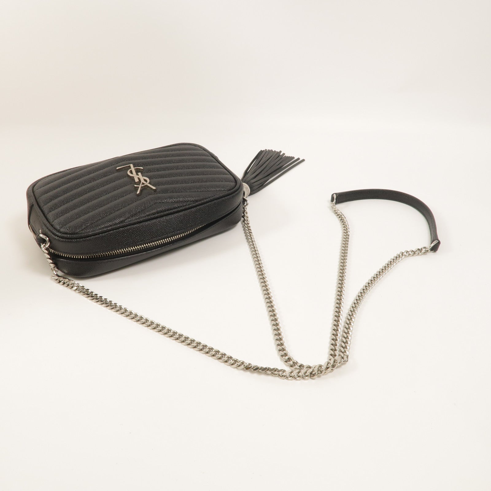 SAINT LAURENT 牛皮皮革Lou Mini鏈帶肩背袋