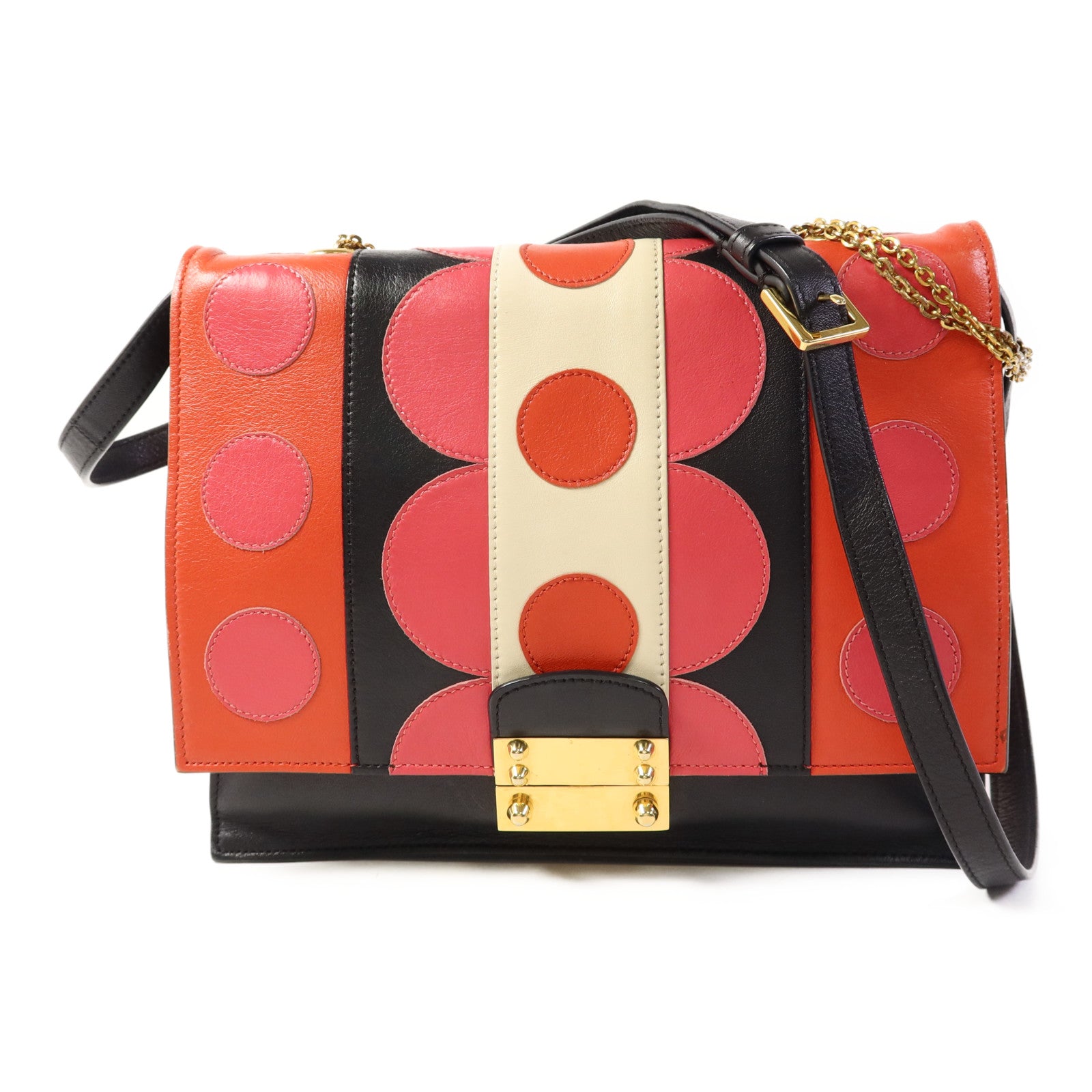 Valentino 牛皮皮革Chain Shoulder金扣手挽肩背兩用袋