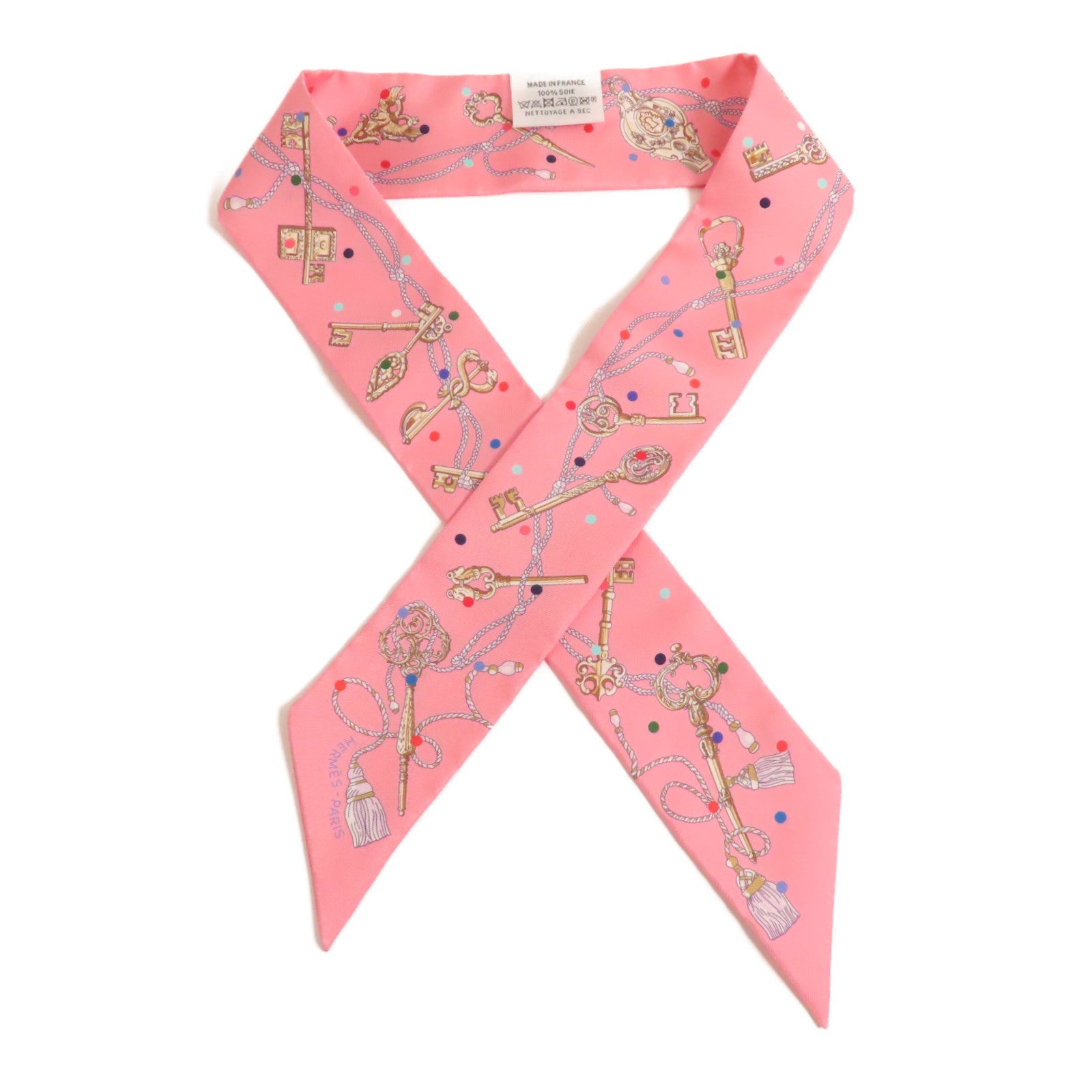 HERMES Twilly Scarf Scarves Silk Pink