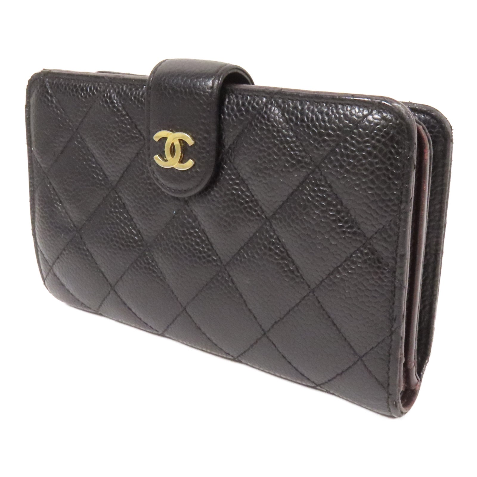 CHANEL 牛皮皮革Fold Wallet金扣錢包