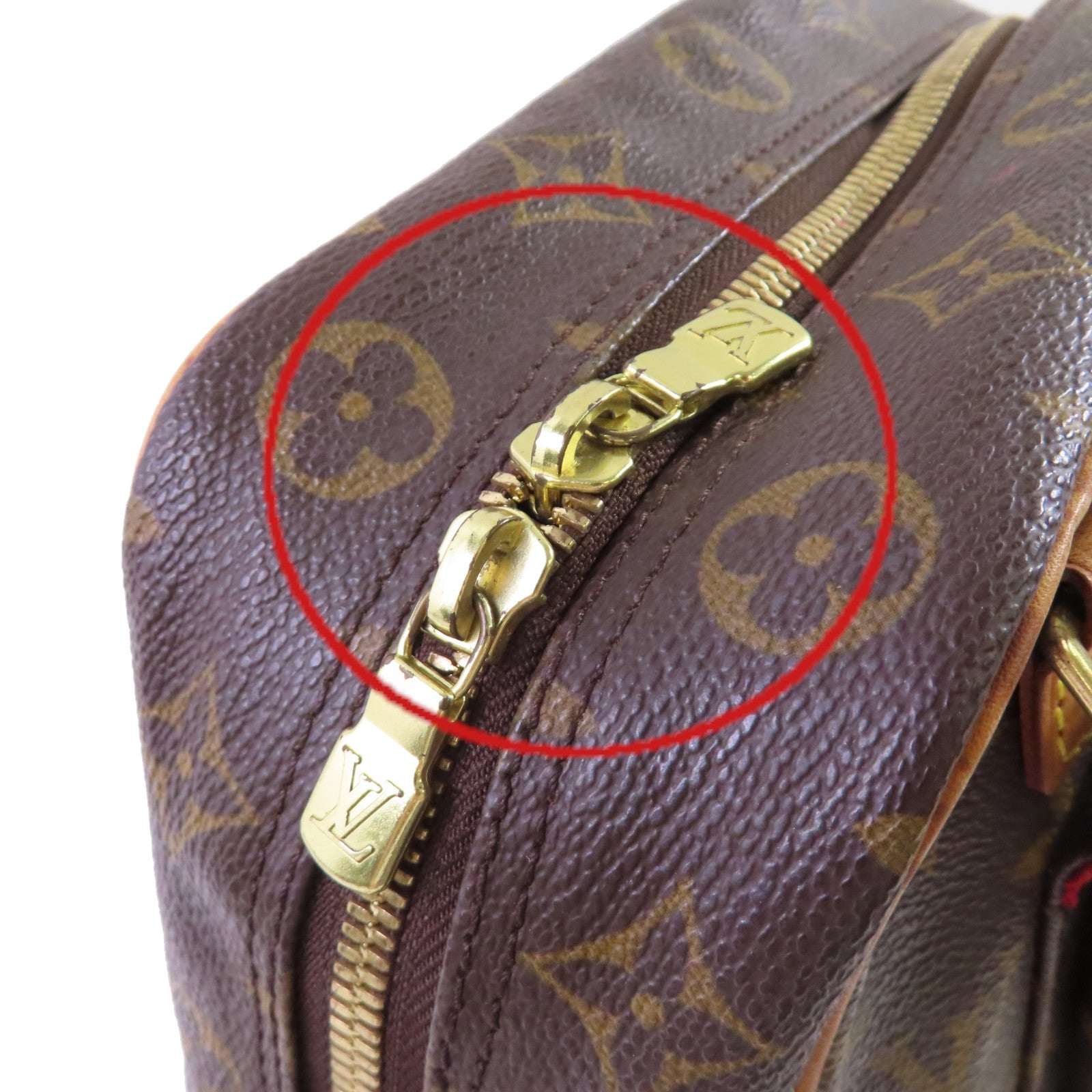 LOUIS VUITTON Monogram Excentri-cite Hand Bag金扣手挽袋啡色/紅色
