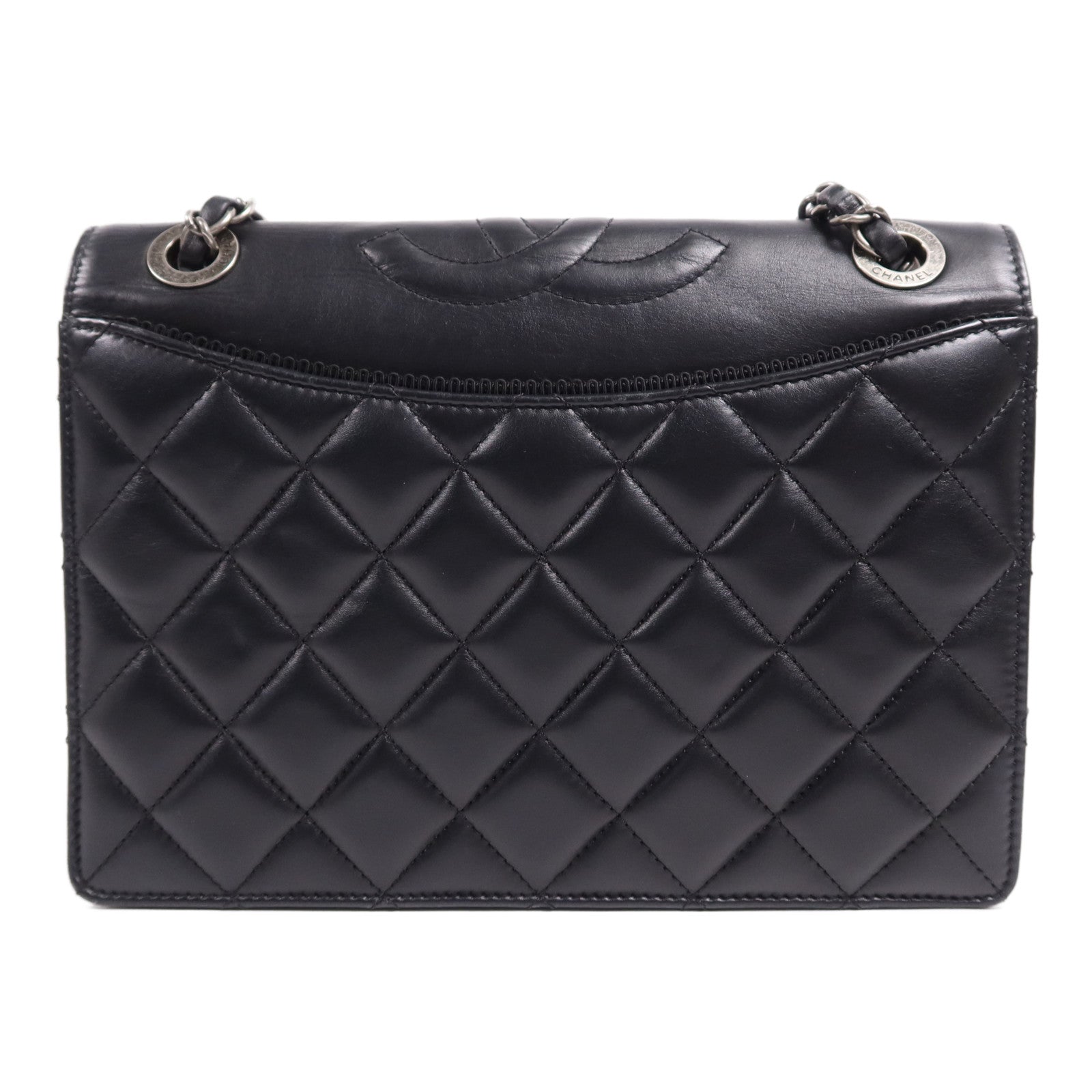 CHANEL 羊皮皮革Shoulder Bag銀扣鏈帶肩背袋