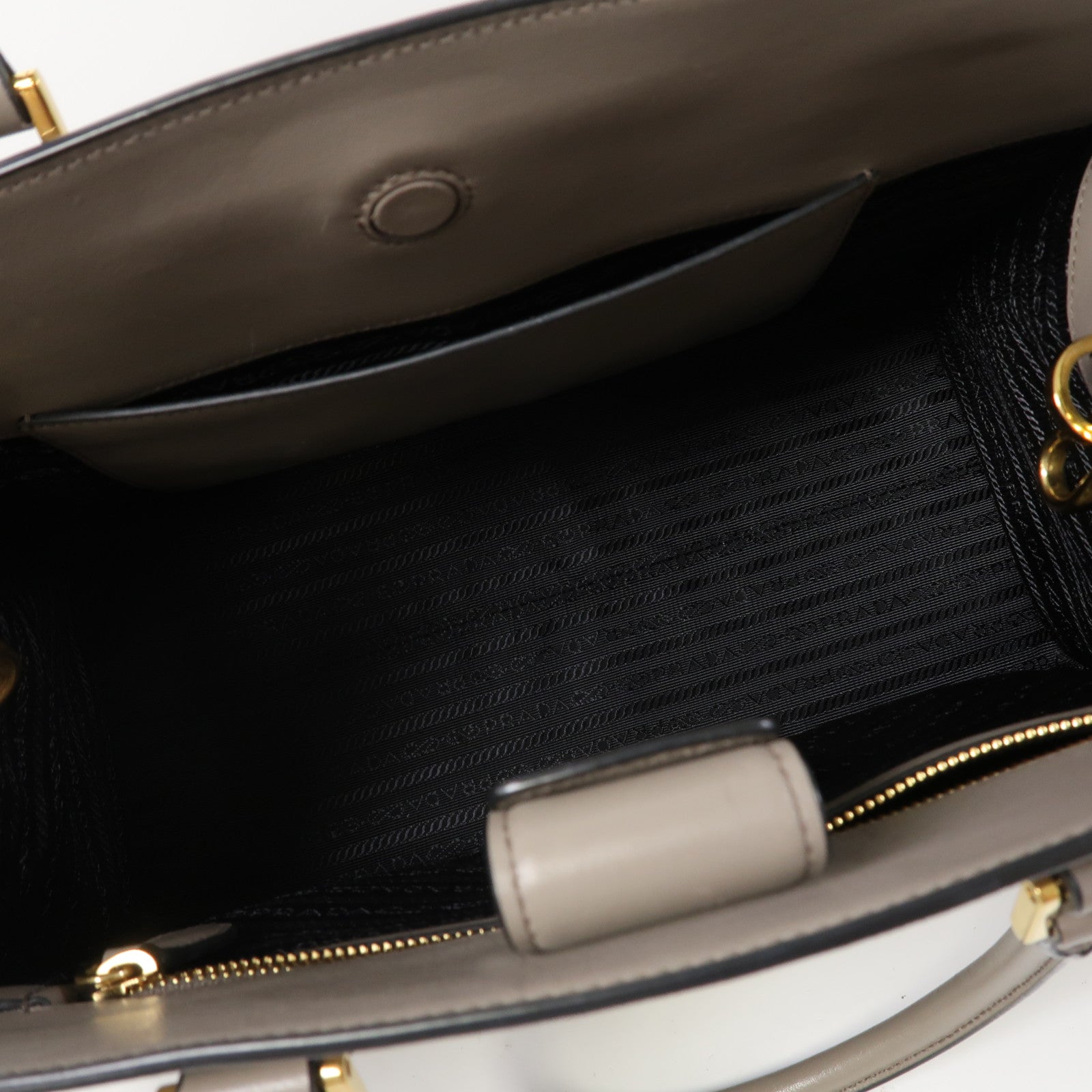 PRADA 牛皮皮革Argilla金扣手挽肩背兩用袋灰色