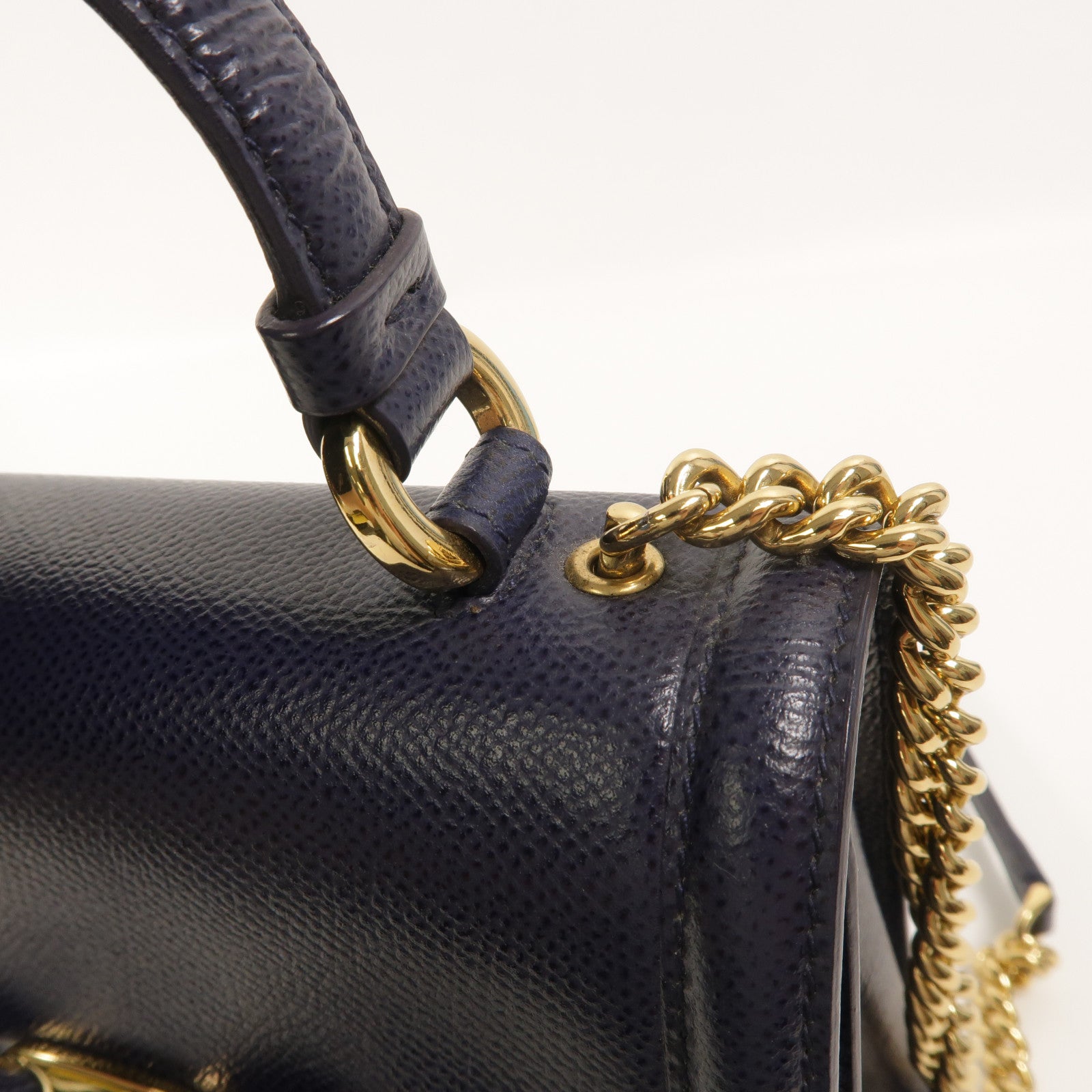Salvatore Ferragamo 牛皮皮革2 Way Shoulder鏈帶手挽肩背兩用袋