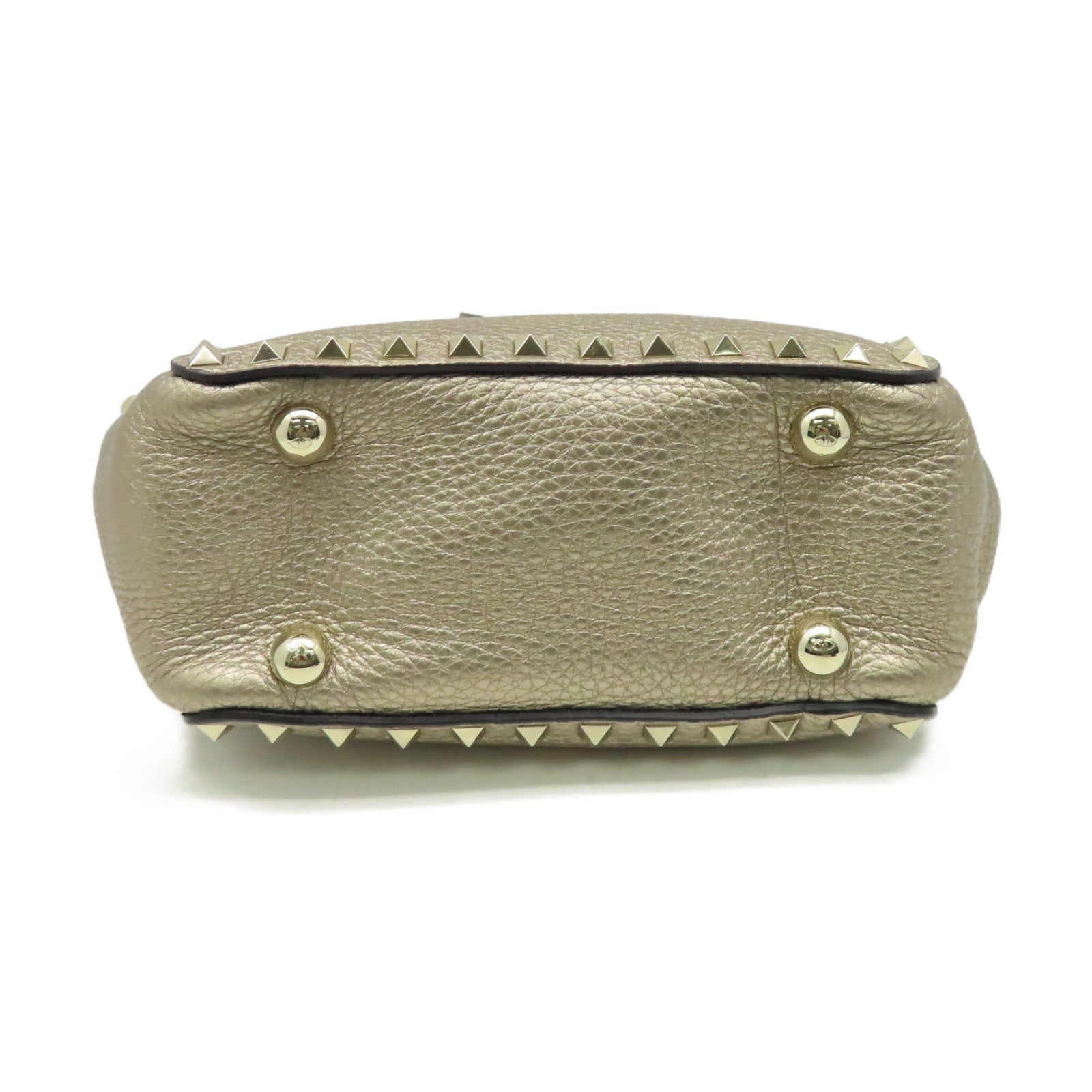 Valentino 【激減優惠】牛皮皮革Rockstud 2Way Shoulder Bag金扣手挽肩背兩用袋香檳金色