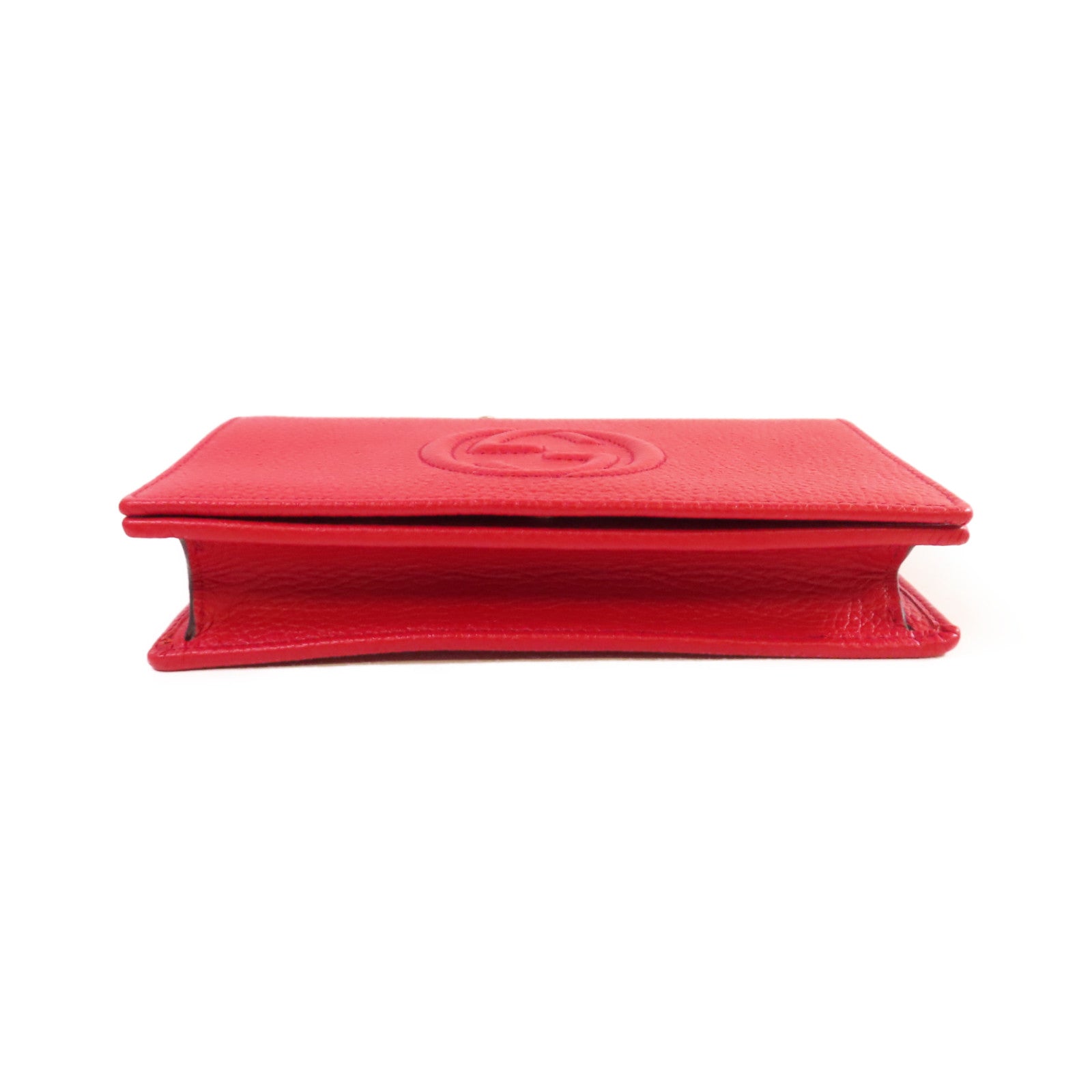 GUCCI 牛皮皮革Soho Chain Wallet金扣鏈帶肩背袋紅色
