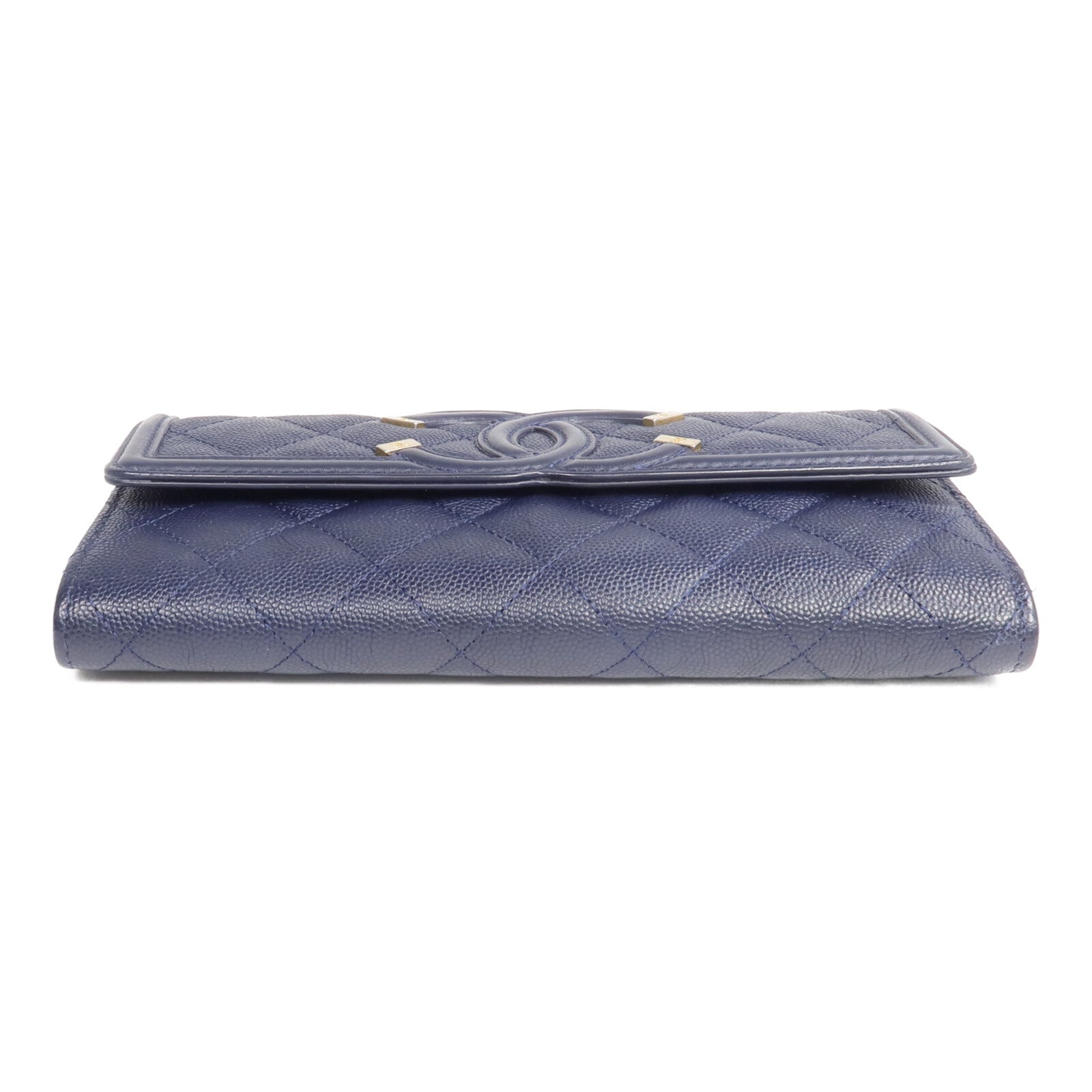 CHANEL 牛皮皮革Long Wallet金扣長錢包