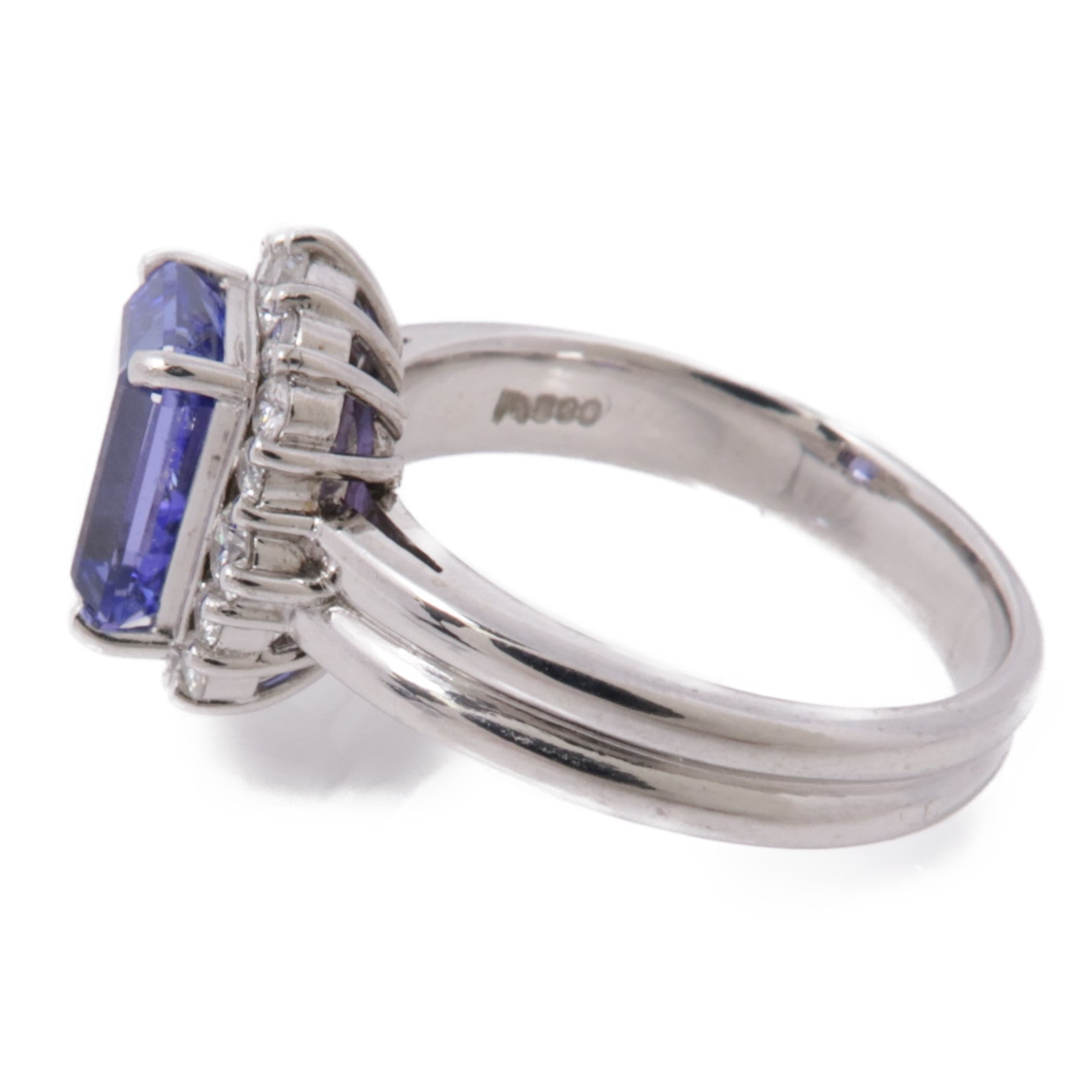JEWELRY PT900鉑金Tanzanite Diamond Ring坦桑石/鑽石戒指US#7.25