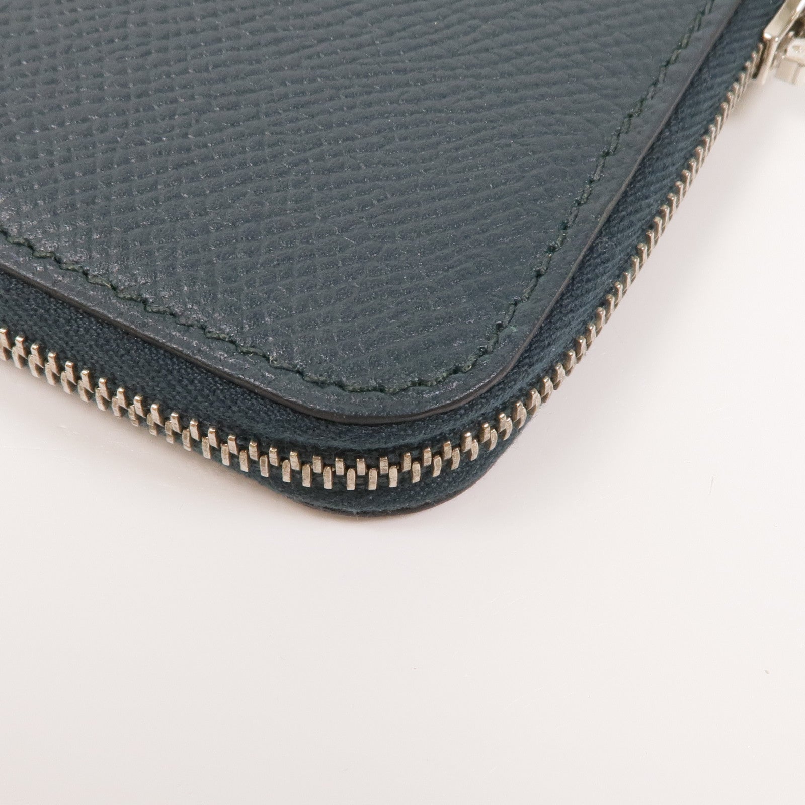 HERMES 【激減優惠】Epsom皮革Silk'In Change Purse銀扣零錢包Vert Fonce