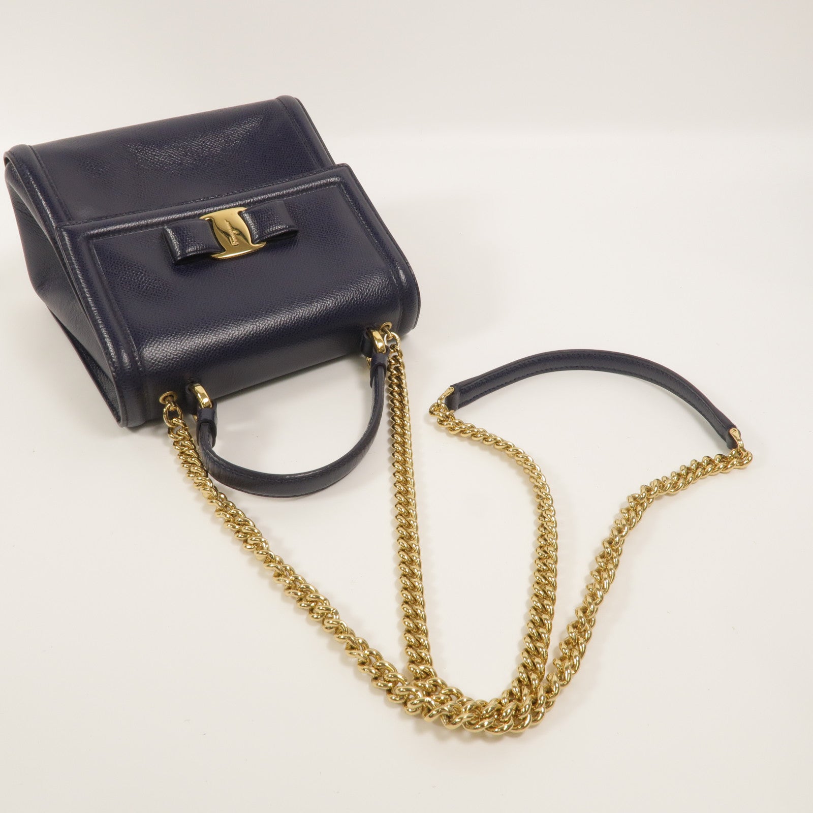 Salvatore Ferragamo 牛皮皮革2 Way Shoulder鏈帶手挽肩背兩用袋