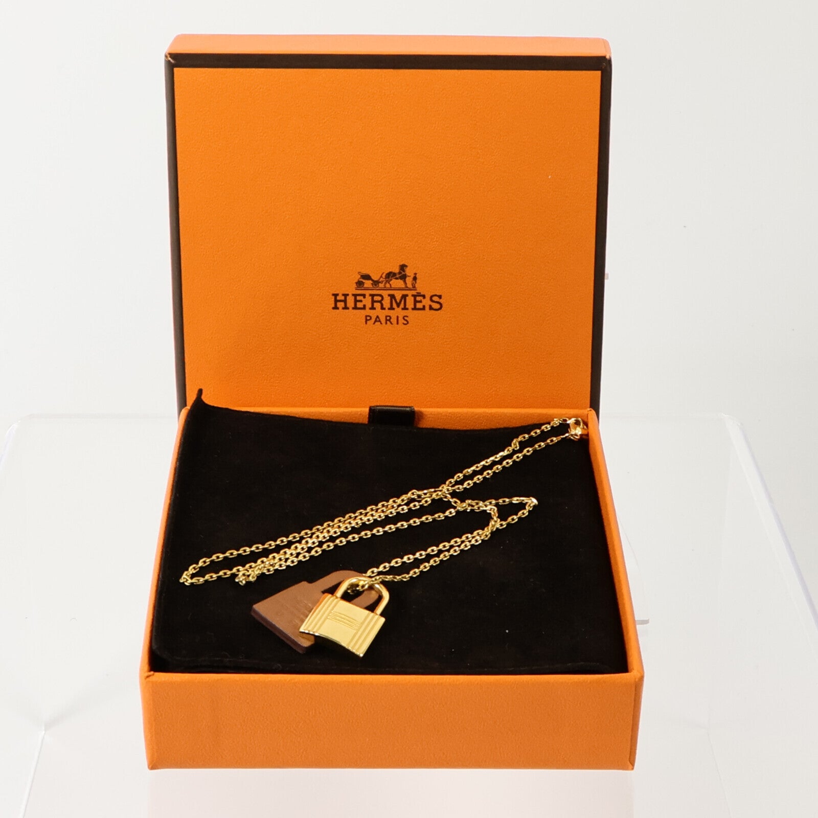 HERMES Swift皮革/金屬O Kelly Pendant Necklace項鏈