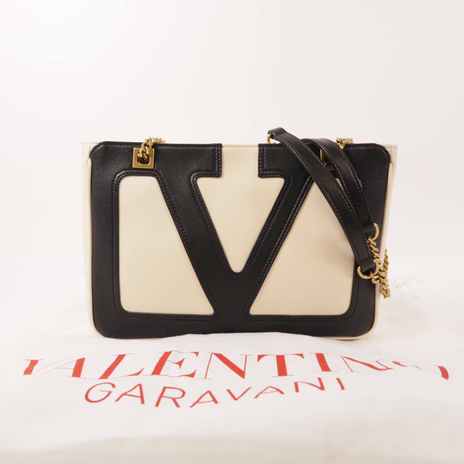 Valentino 皮革Viva Superstar金扣鏈帶手挽肩背兩用袋