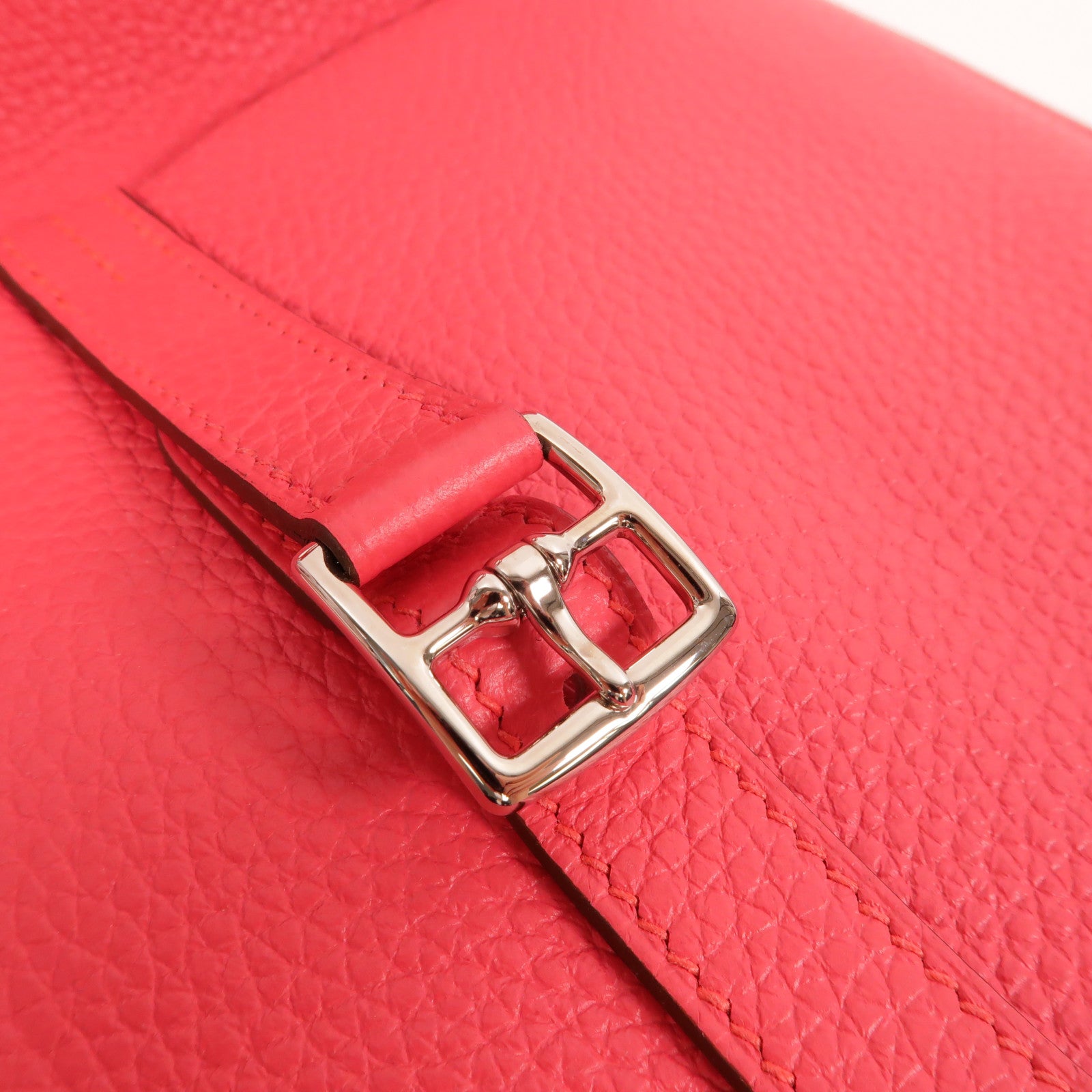 HERMES Clemence皮革Halzan 25手挽肩背兩用袋Rose Extreme