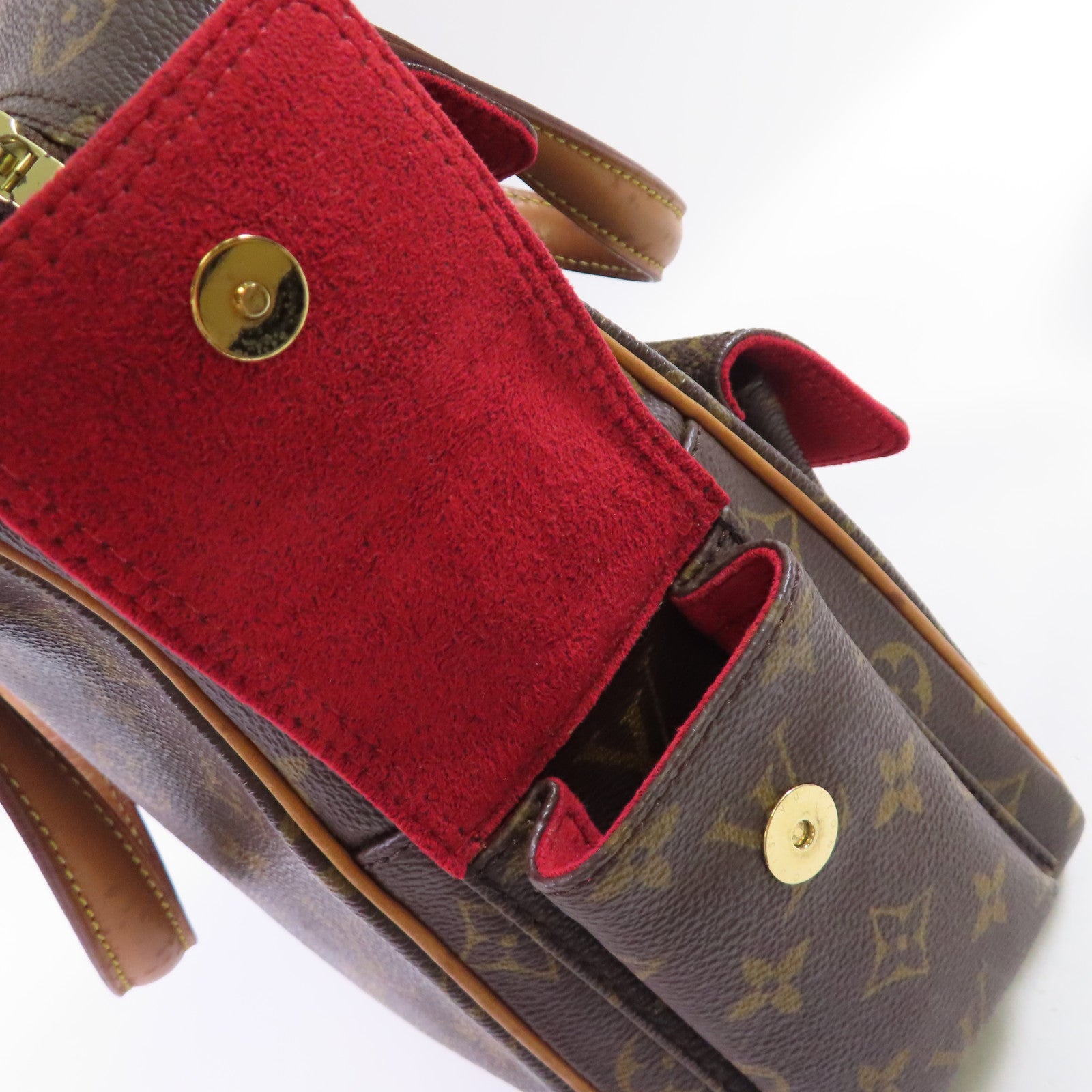 LOUIS VUITTON Monogram Excentri-cite Hand Bag金扣手挽袋啡色/紅色