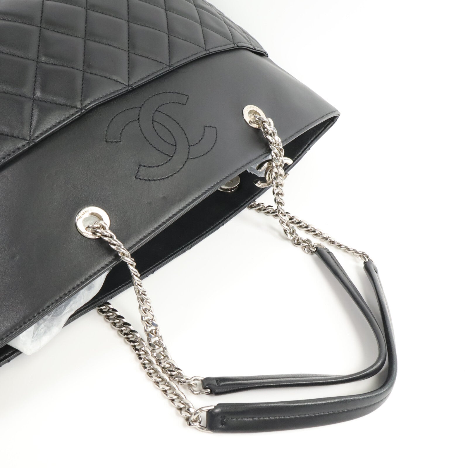 CHANEL 羊皮皮革Tote Bag鏈帶手挽袋