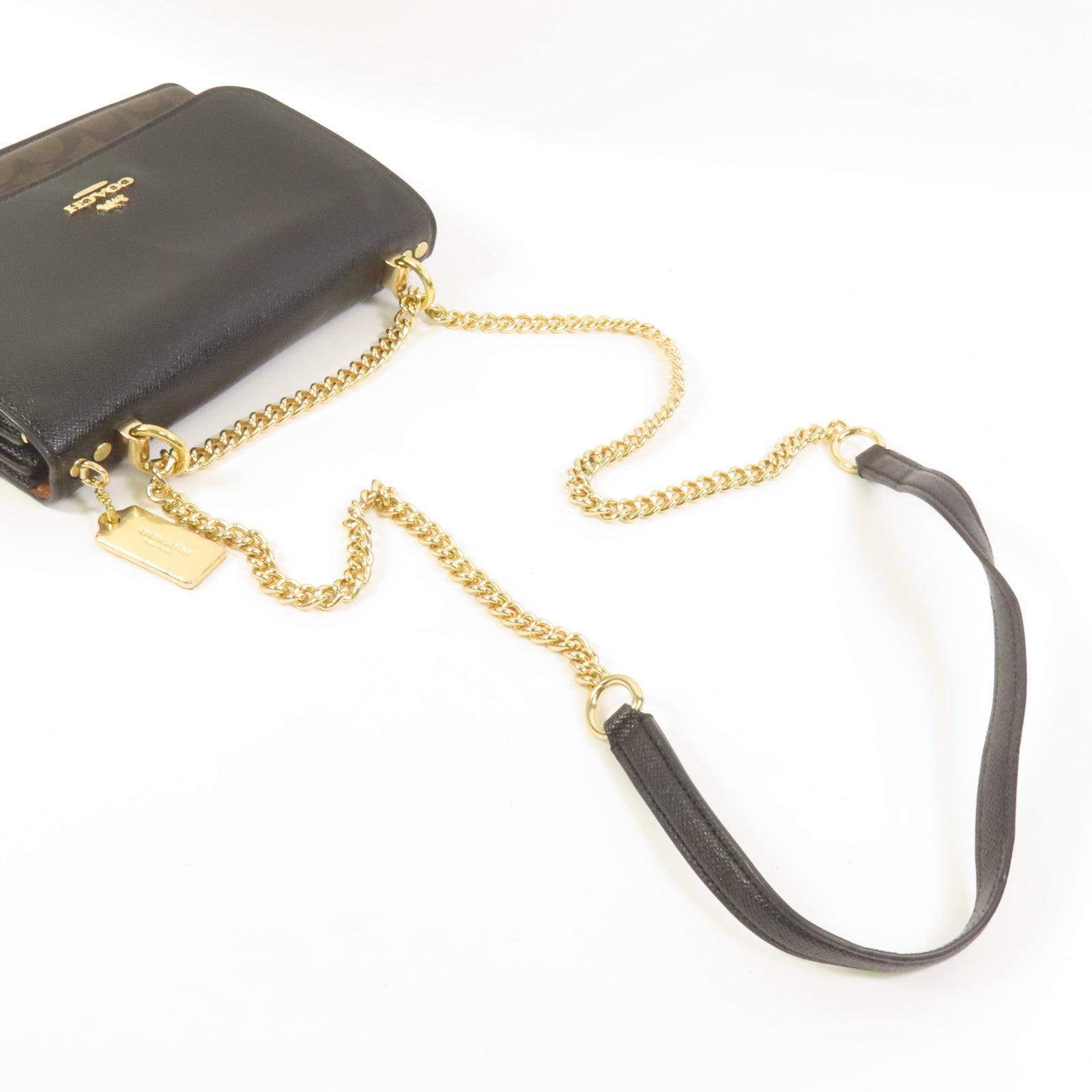 COACH 牛皮皮革Chain Shoulder金扣肩背袋