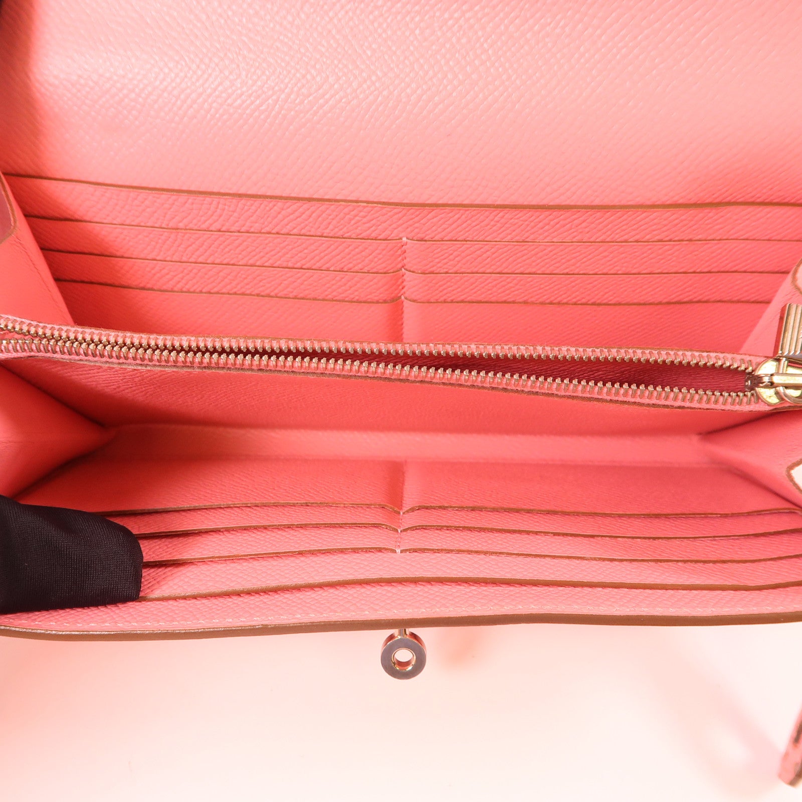 HERMES Epsom皮革Kelly Long Wallet銀扣長錢包1Q Rose Confetti