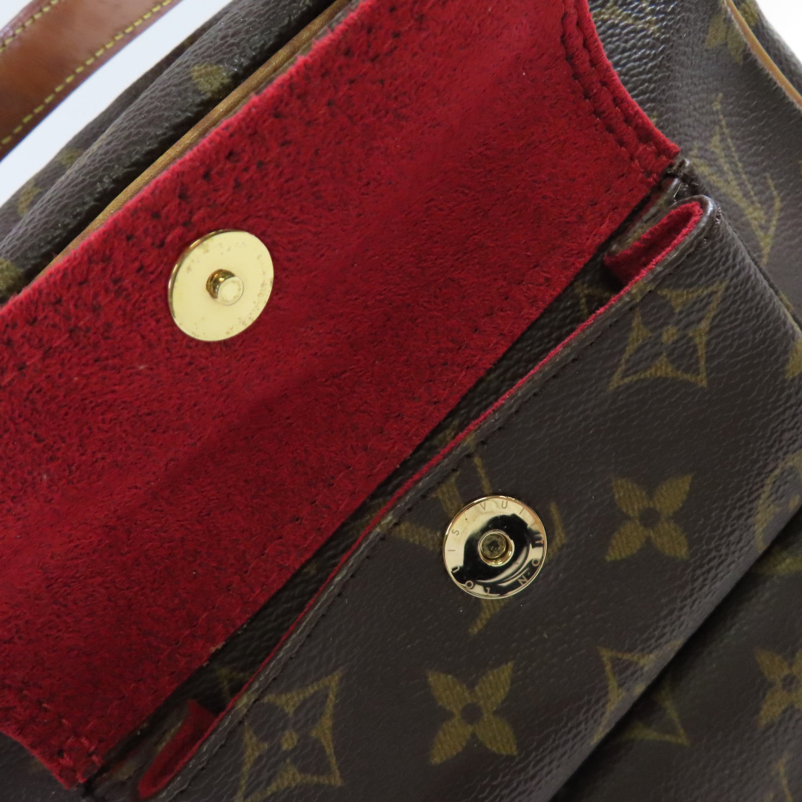 LOUIS VUITTON Monogram Excentri-cite Hand Bag金扣手挽袋啡色/紅色