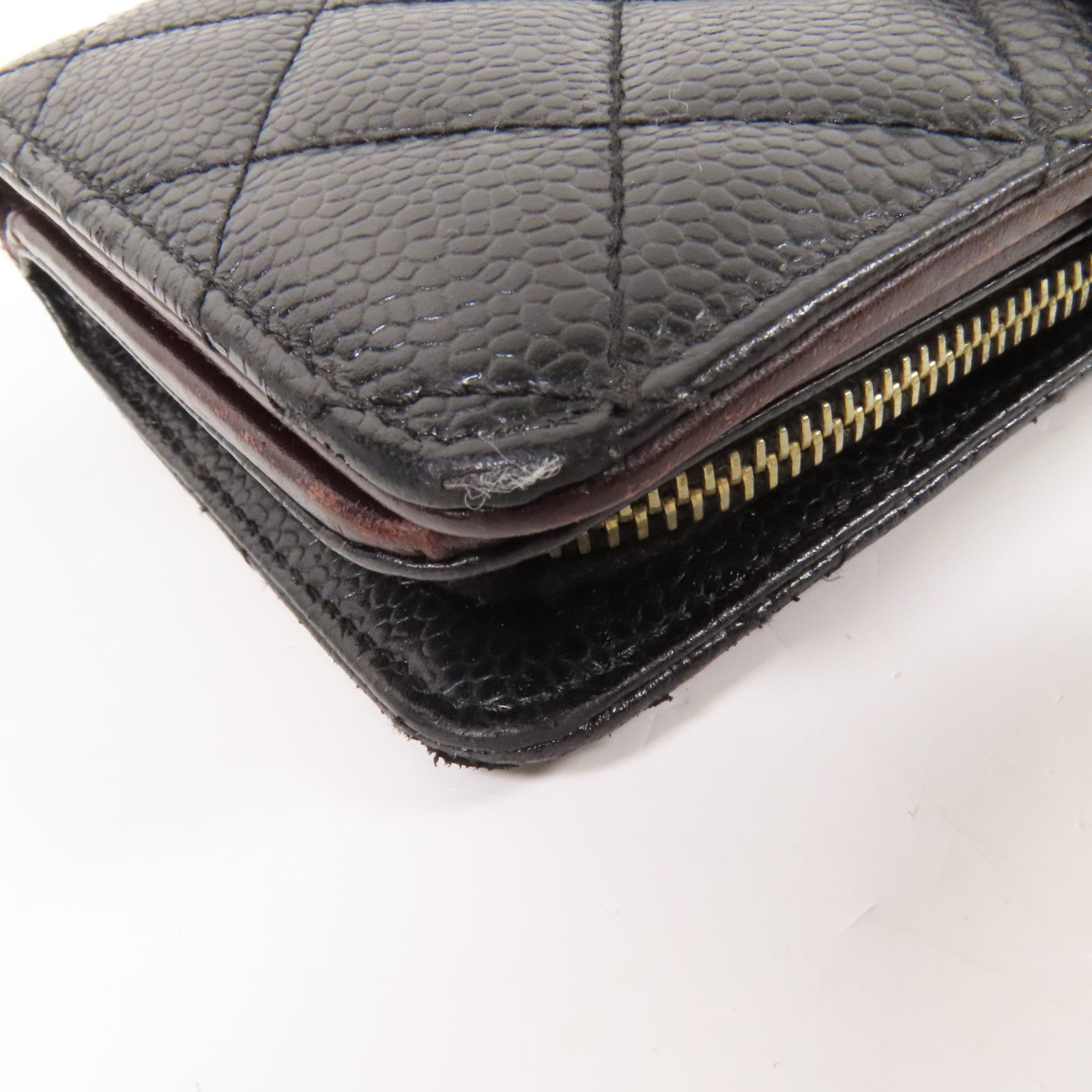 CHANEL 牛皮皮革Fold Wallet金扣錢包