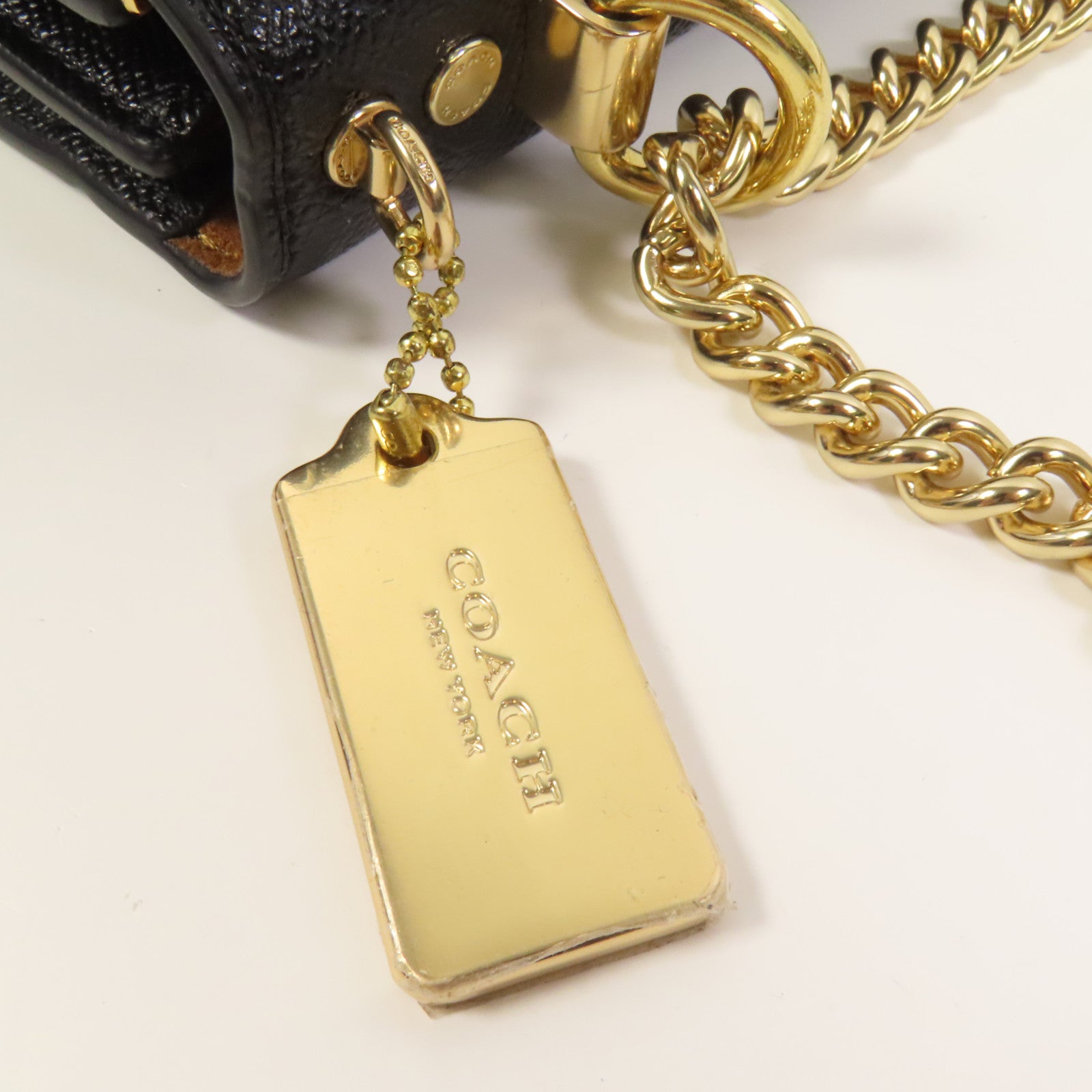 COACH 牛皮皮革Chain Shoulder金扣肩背袋