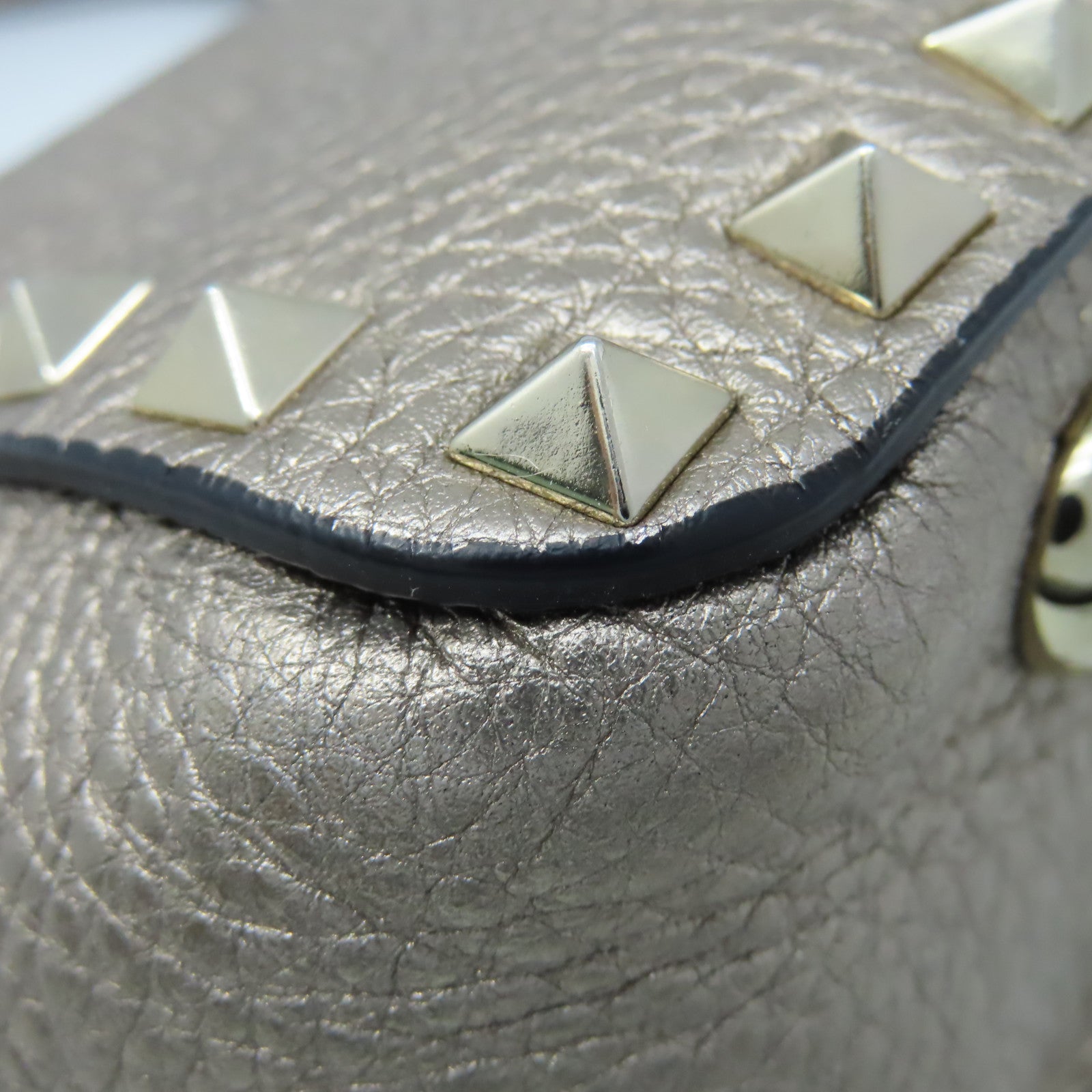 Valentino 【激減優惠】牛皮皮革Rockstud 2Way Shoulder Bag金扣手挽肩背兩用袋香檳金色