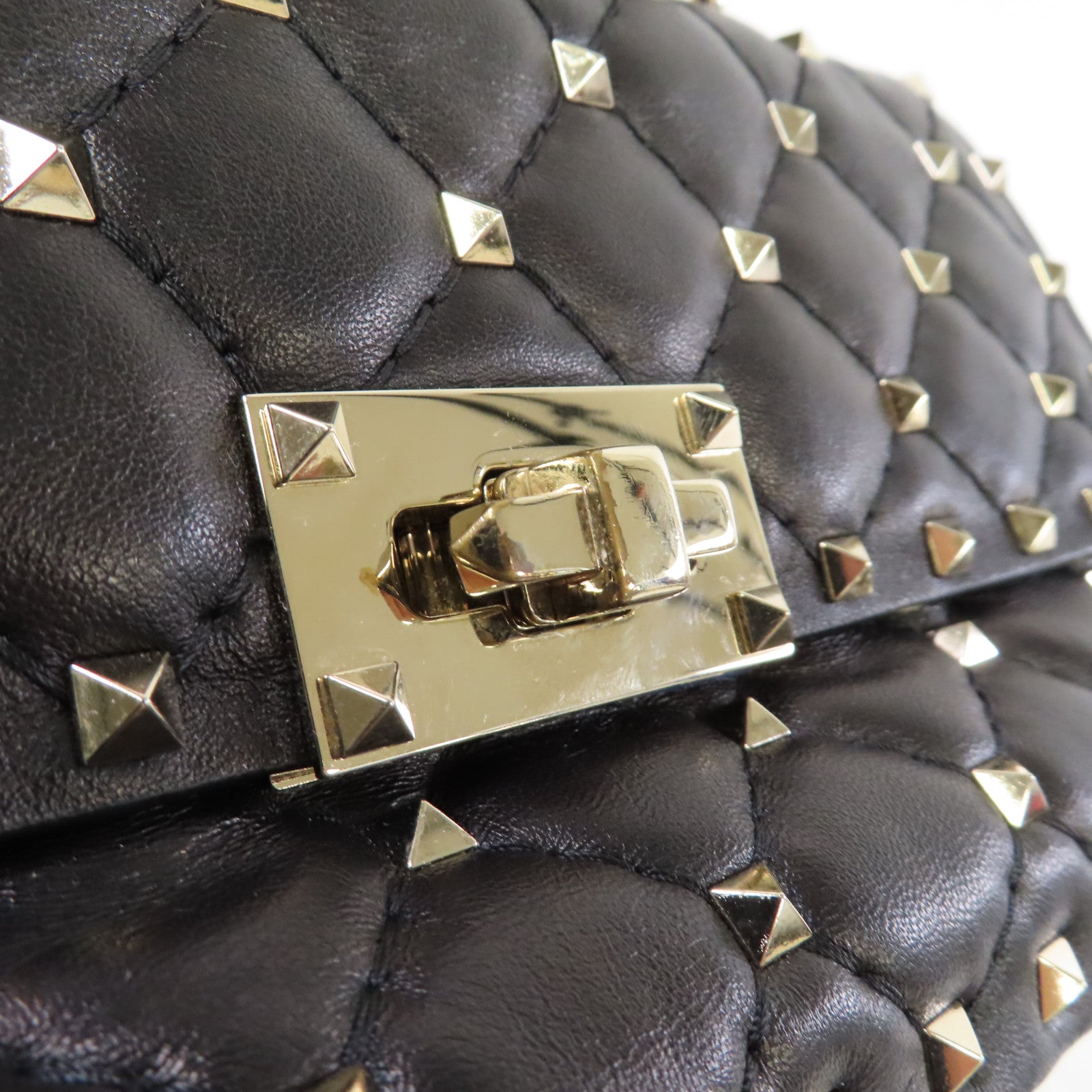 Valentino 皮革2 Way Shoulder金扣手挽肩背兩用袋黑色