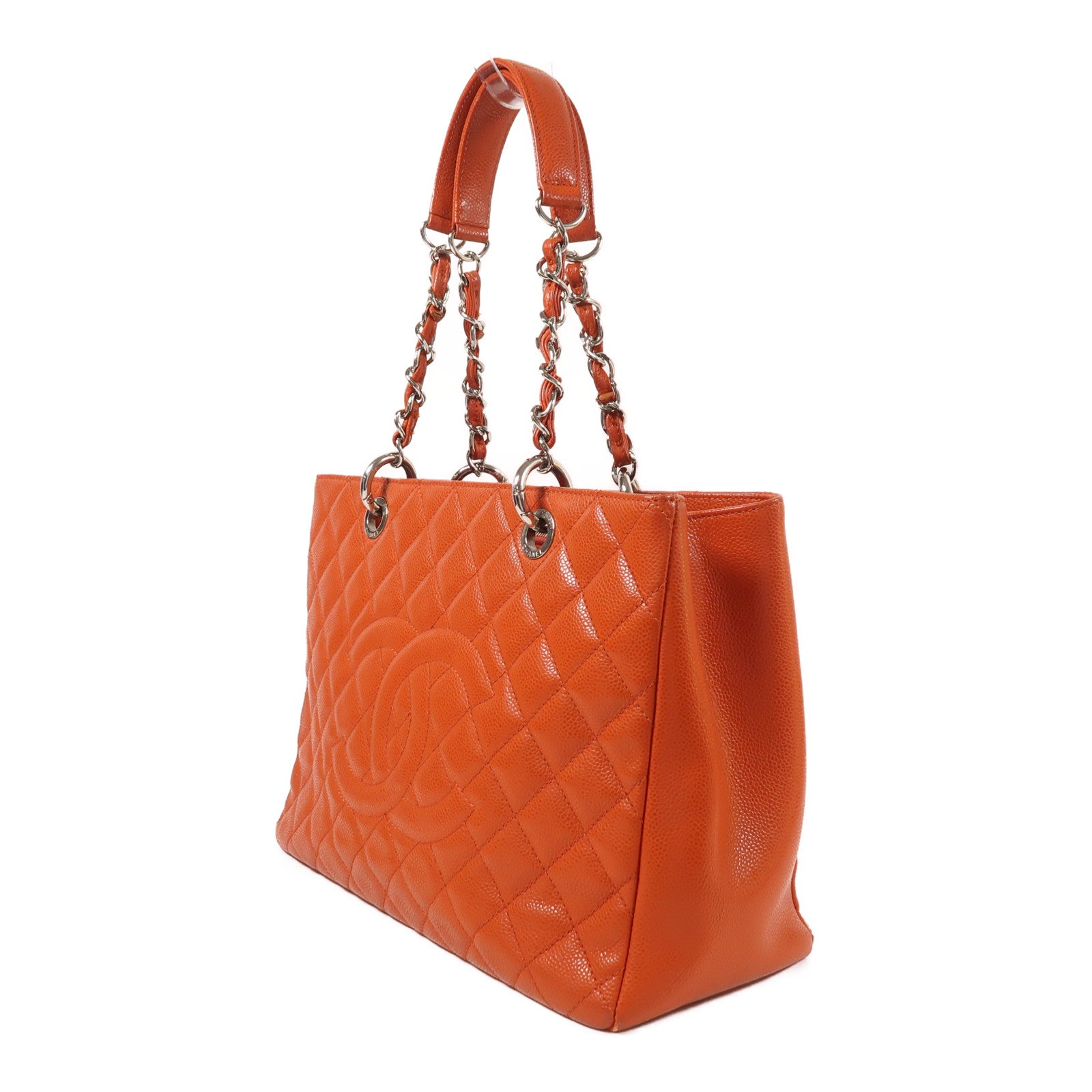 CHANEL 牛皮皮革GST Grand Shopping Tote Bag銀扣鏈帶肩背袋