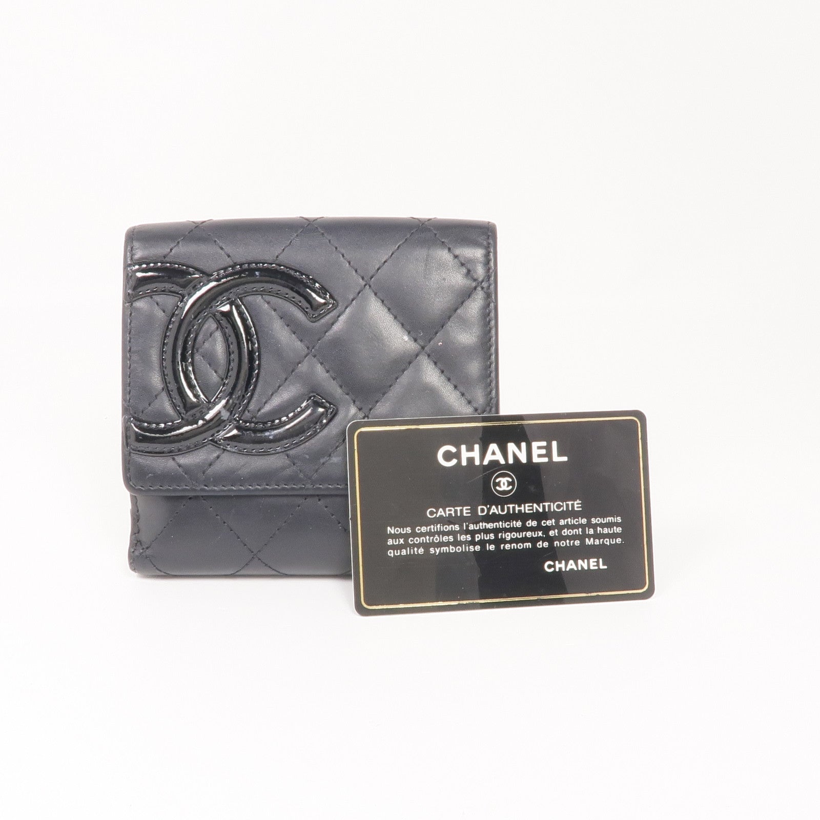 CHANEL 牛皮皮革Cambon Wallet銀扣錢包