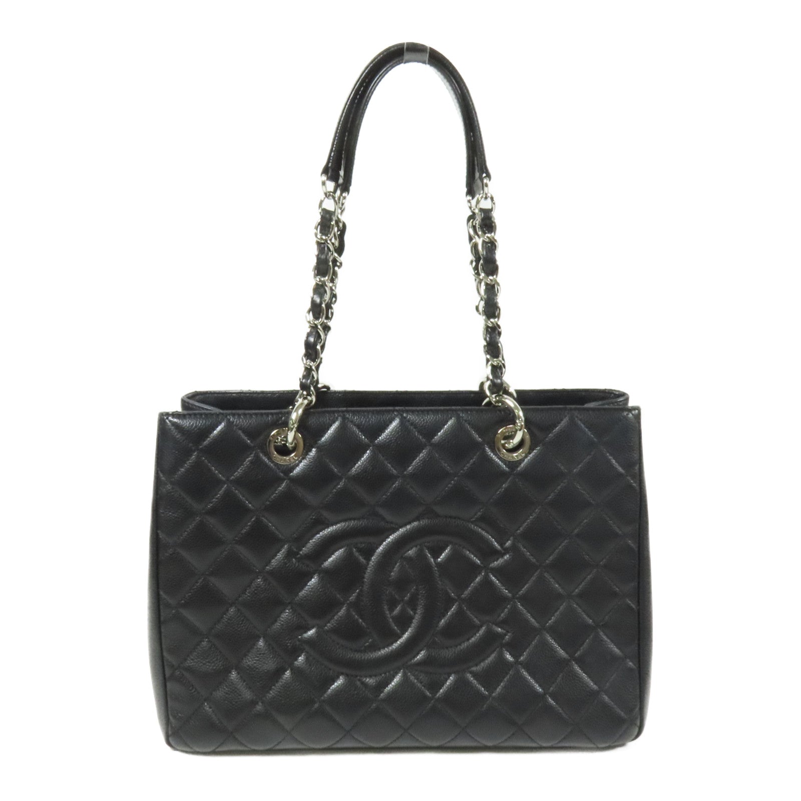 CHANEL 牛皮皮革GST銀扣鏈帶肩背袋